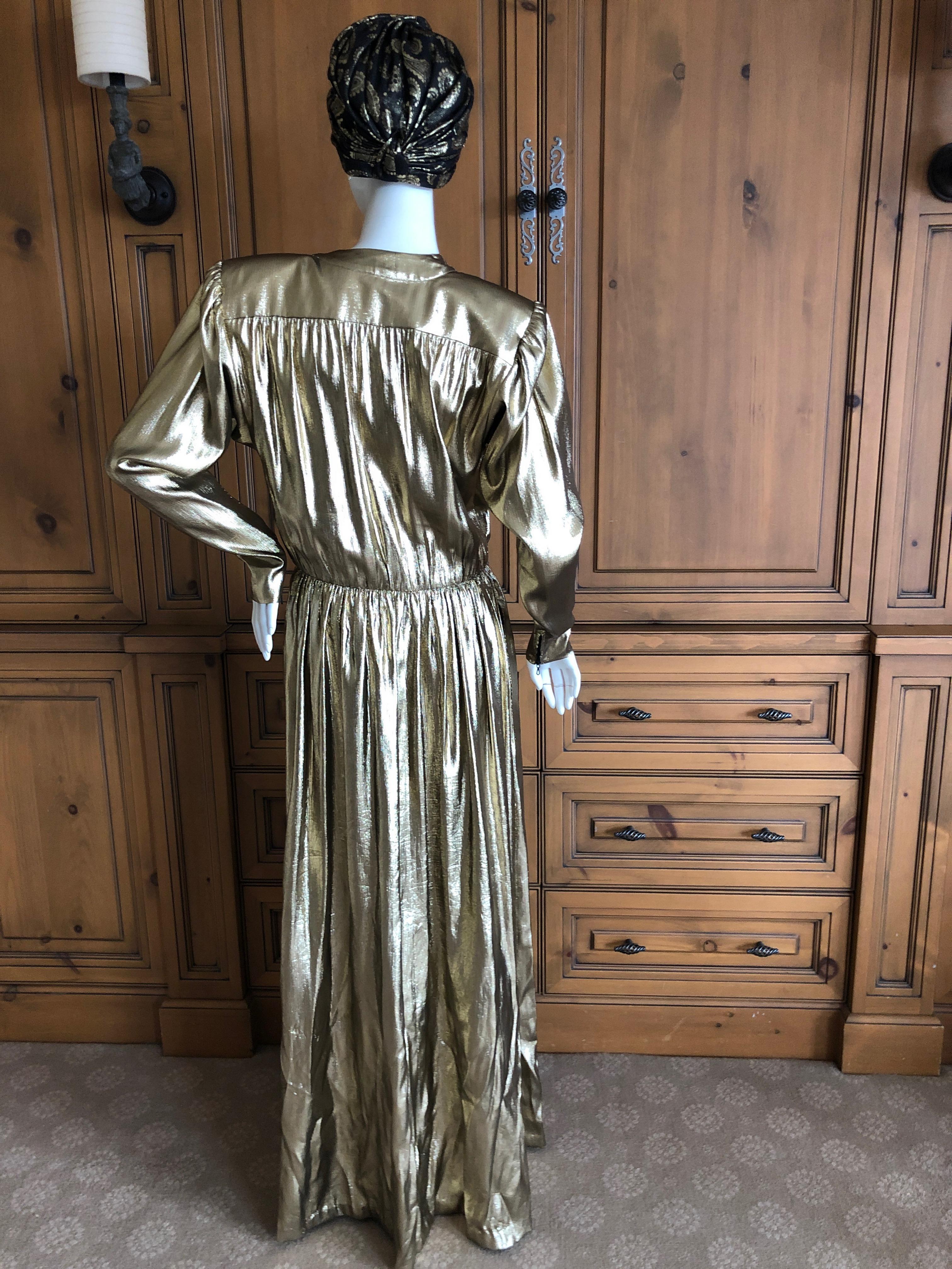 Yves Saint Laurent Rive Gauche 1979 Gold Silk Structured Shoulder Evening Dress  5