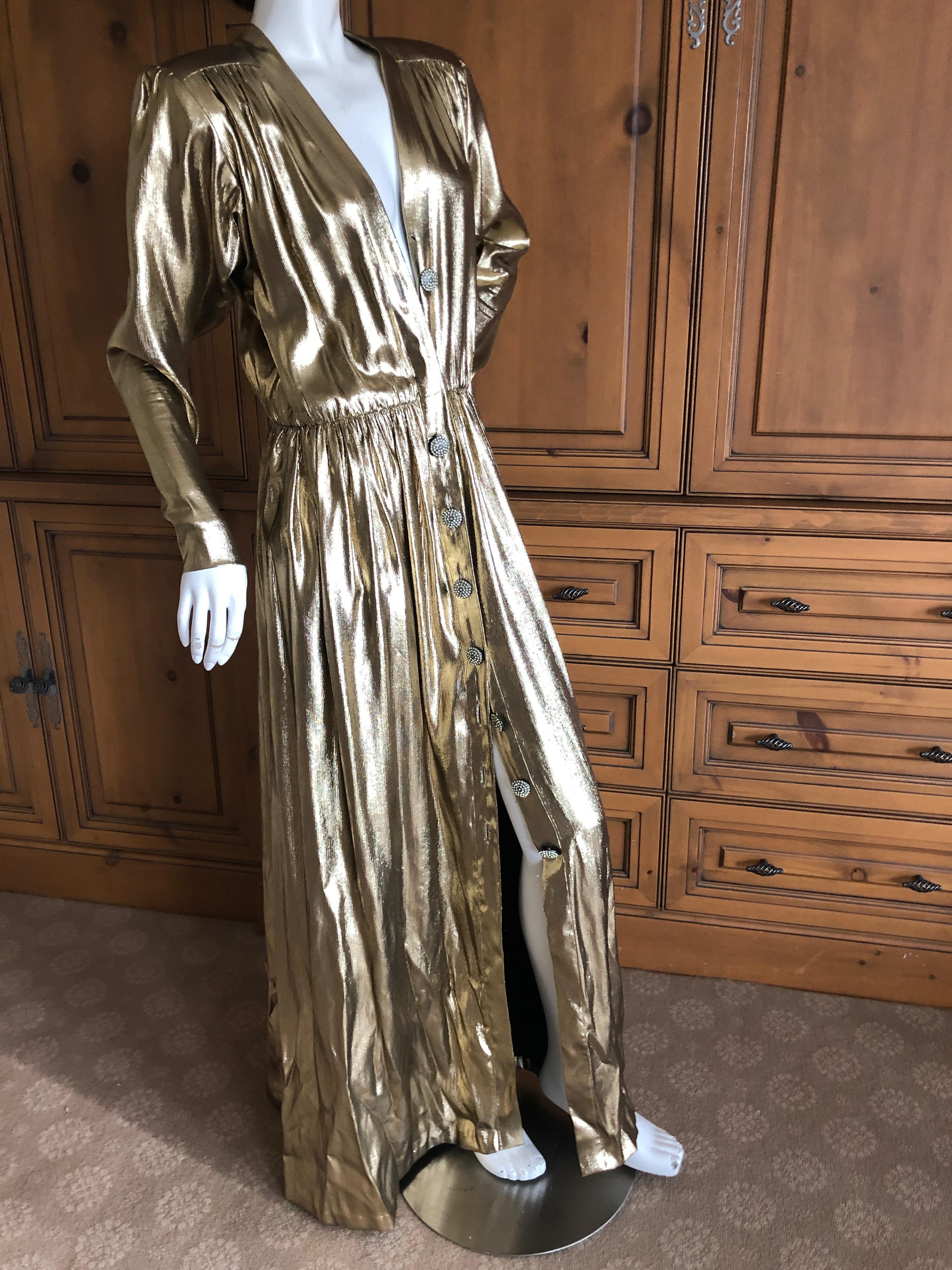Yves Saint Laurent Rive Gauche 1979 Gold Silk Structured Shoulder Evening Dress  6