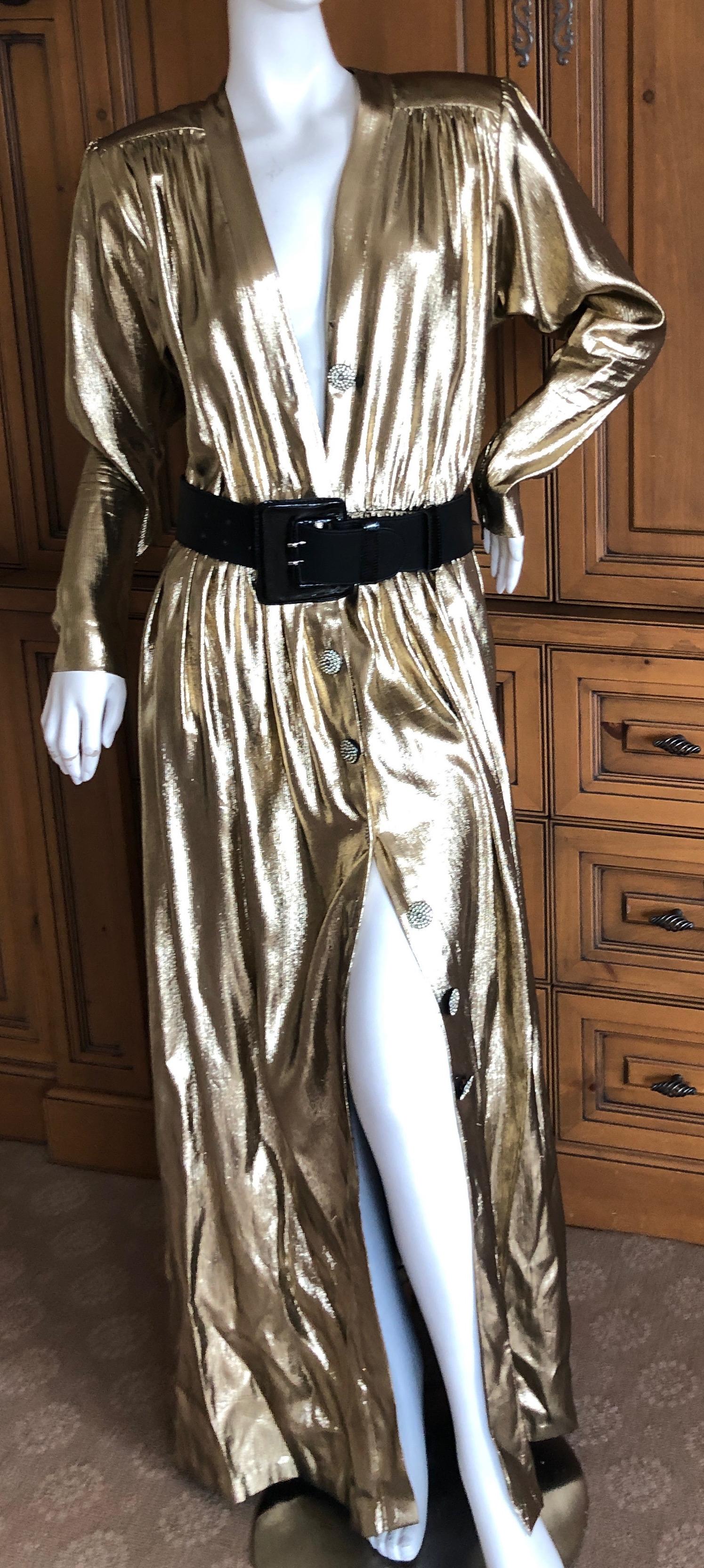 Yves Saint Laurent Rive Gauche 1979 Gold Silk Structured Shoulder Evening Dress  7