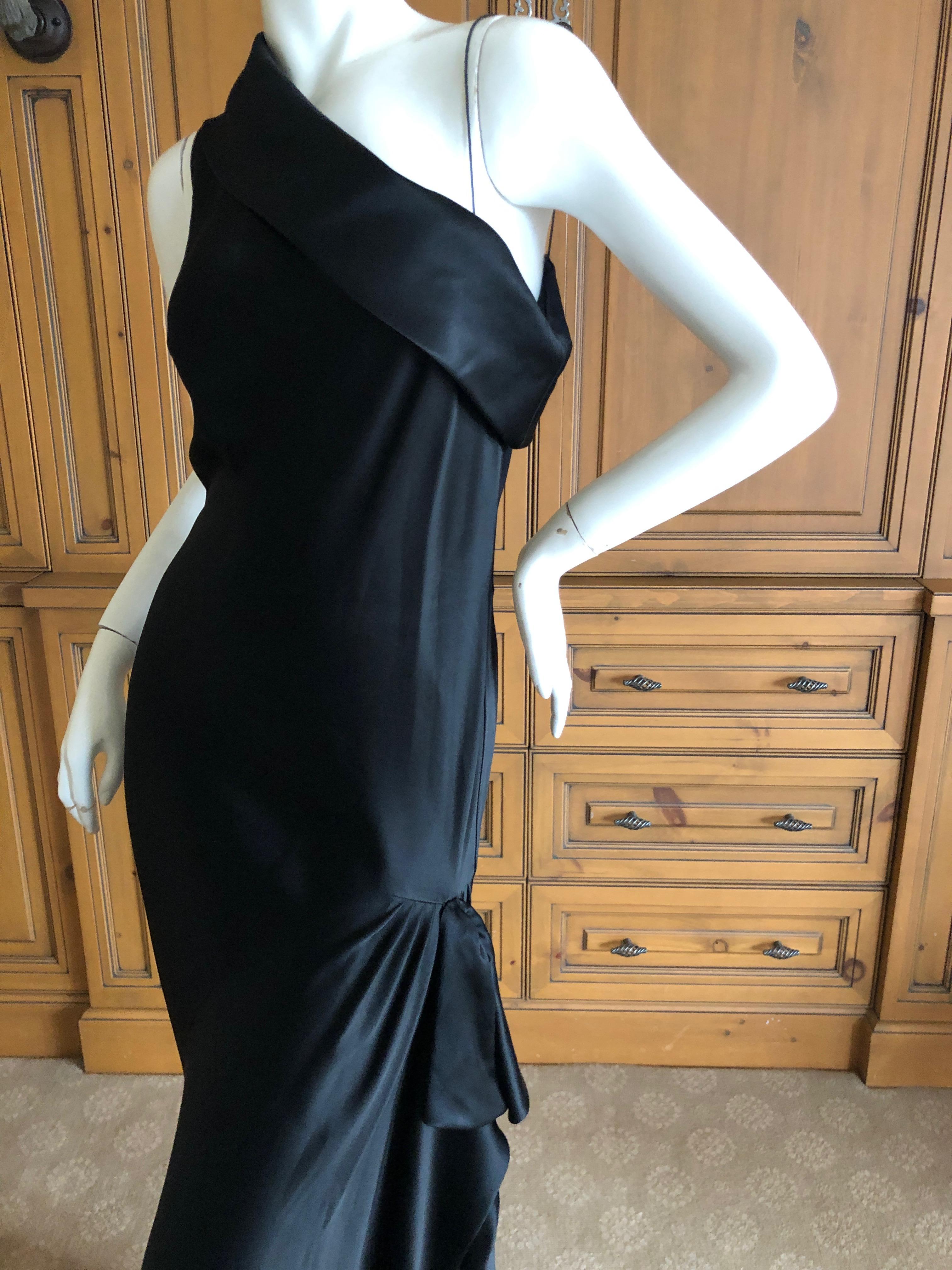 John Galliano Black Bias Cut One Shoulder Draped 1990's Evening Dress.
So pretty, nobody cut's like Galliano, this clings in just the right places.
Size 40 French  8 US
 Bust 38