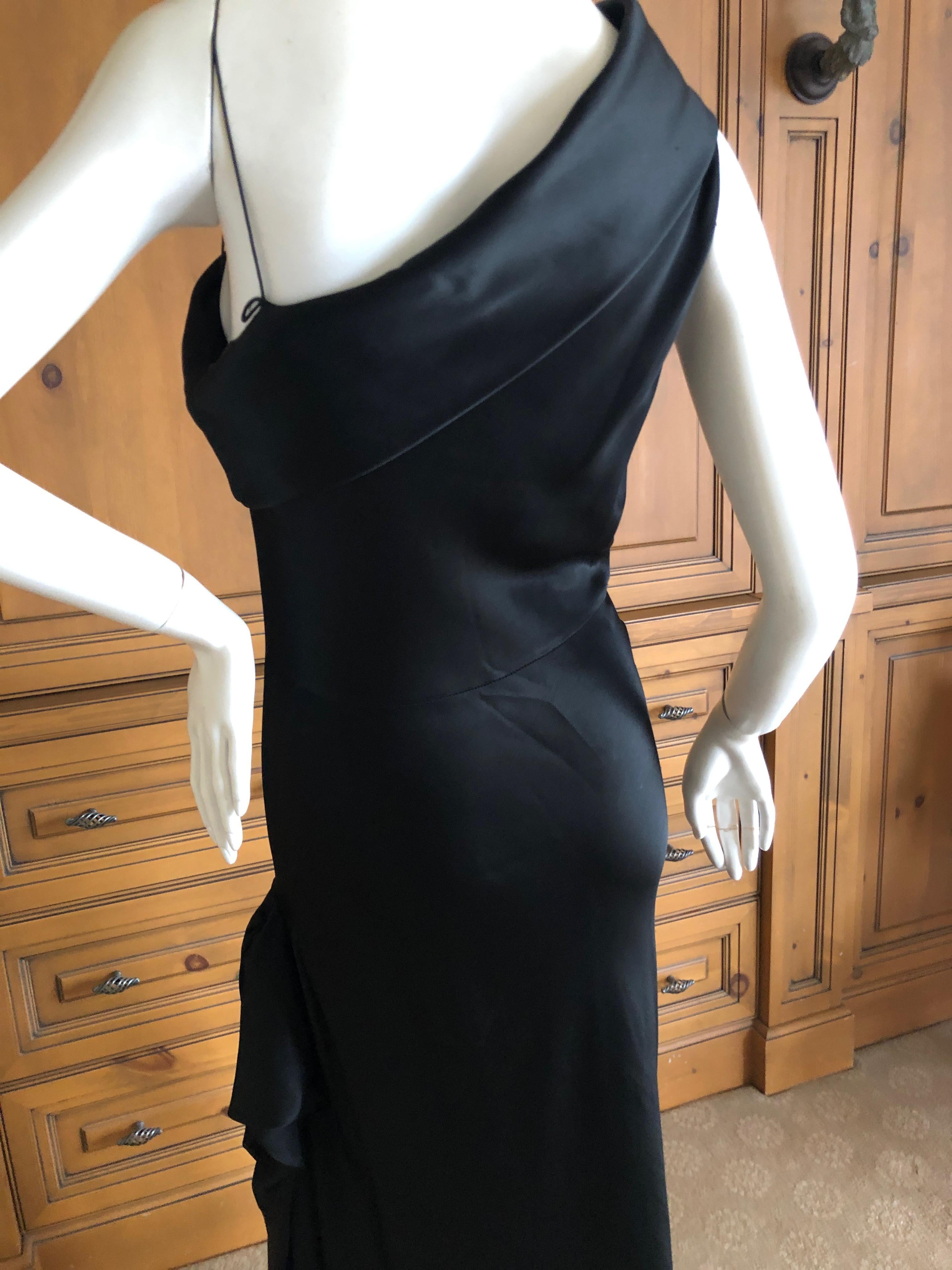 John Galliano Black Bias Cut One Shoulder Draped 1990's Evening Dress 40 For Sale 2