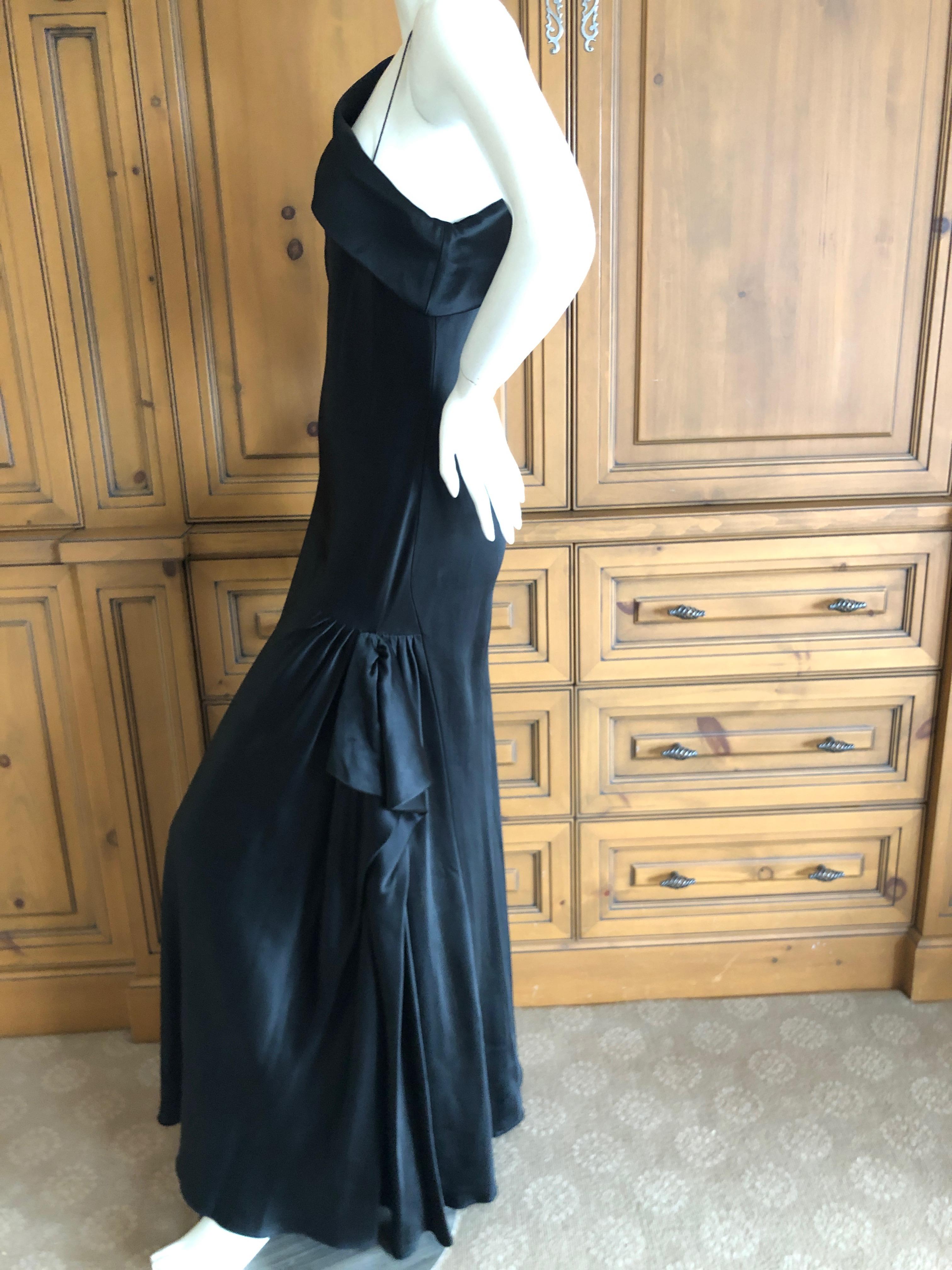 John Galliano Black Bias Cut One Shoulder Draped 1990's Evening Dress 40 For Sale 3