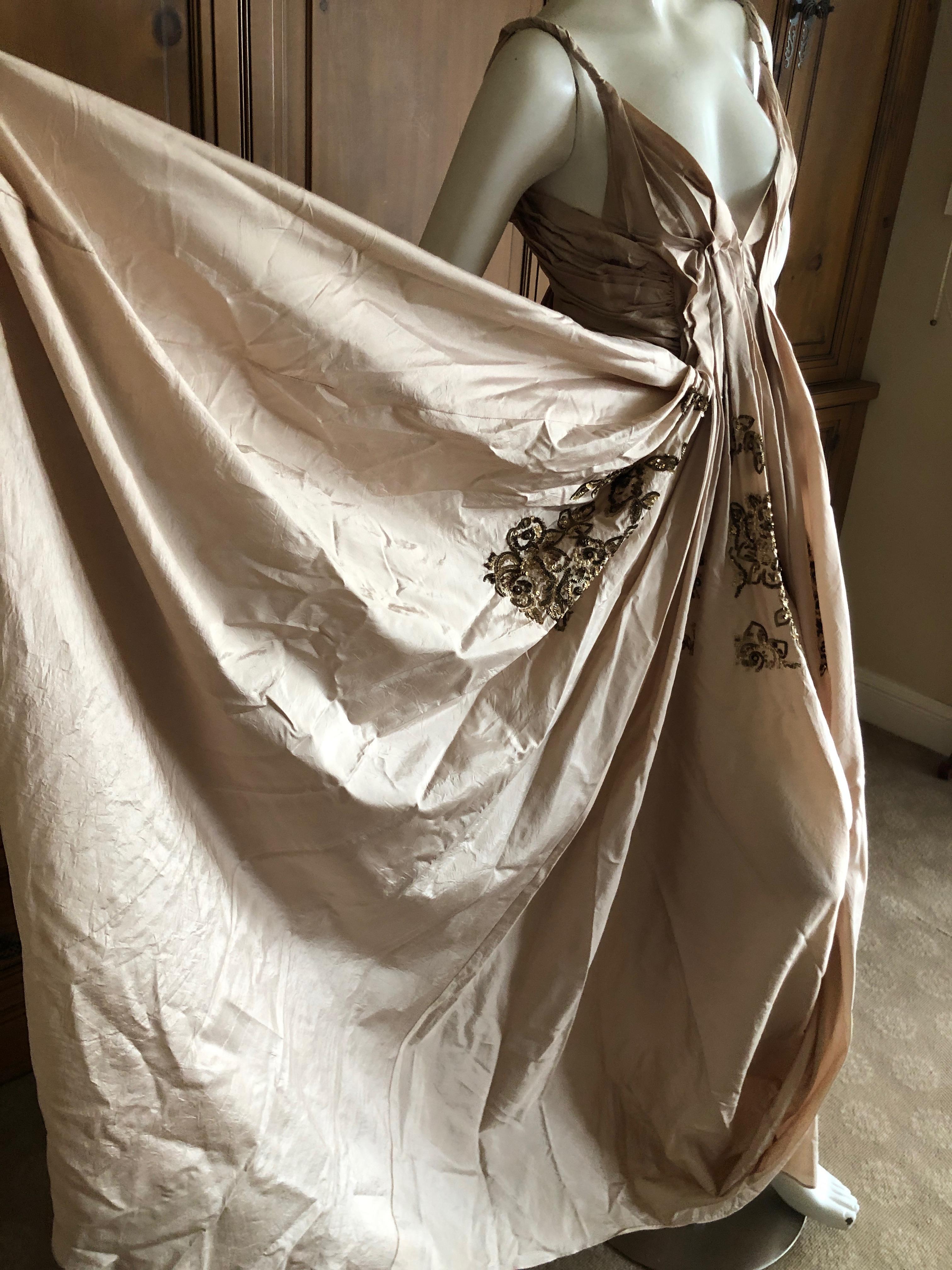 Beige Dior by John Galliano S/S 2007 Voluminous Balloon Evening Dress w Sequin Flowers