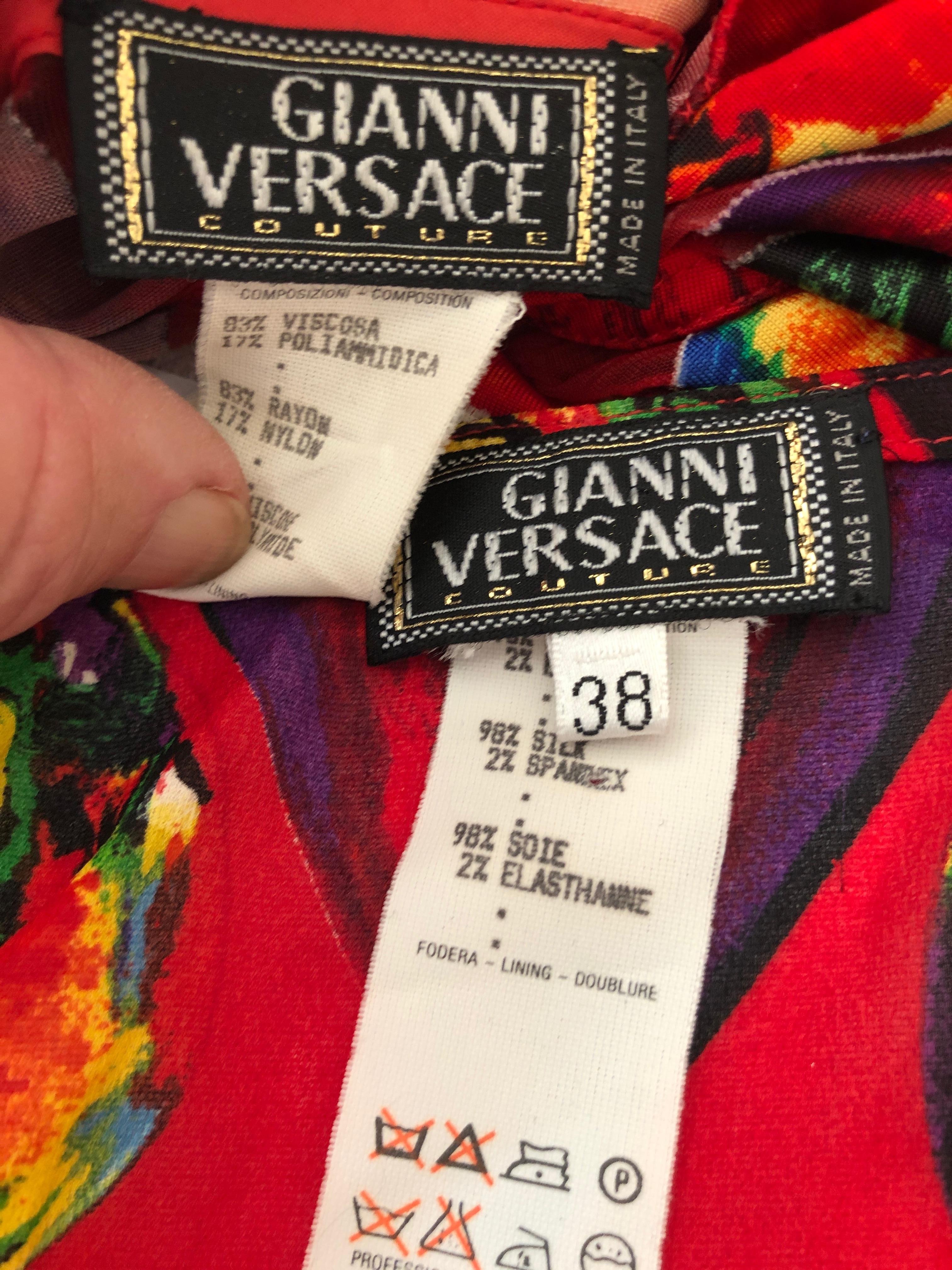 Gianni Versace Couture Spring 1997 Jim Dine Heart Print Sheer Skirt Suit In Excellent Condition For Sale In Cloverdale, CA
