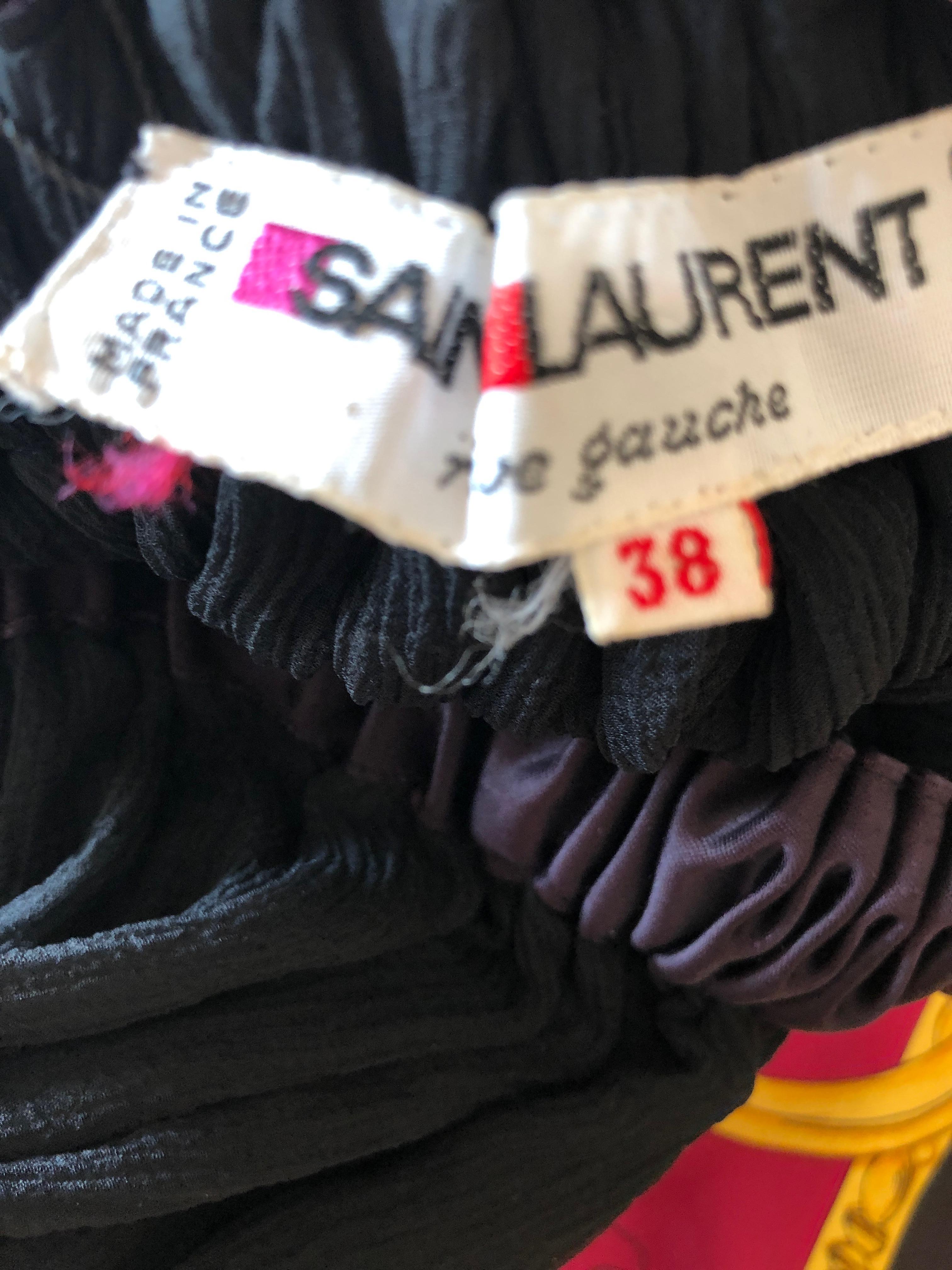 Yves Saint Laurent Rive Gauche Black Pleated Strapless Keyhole Dress  For Sale 4