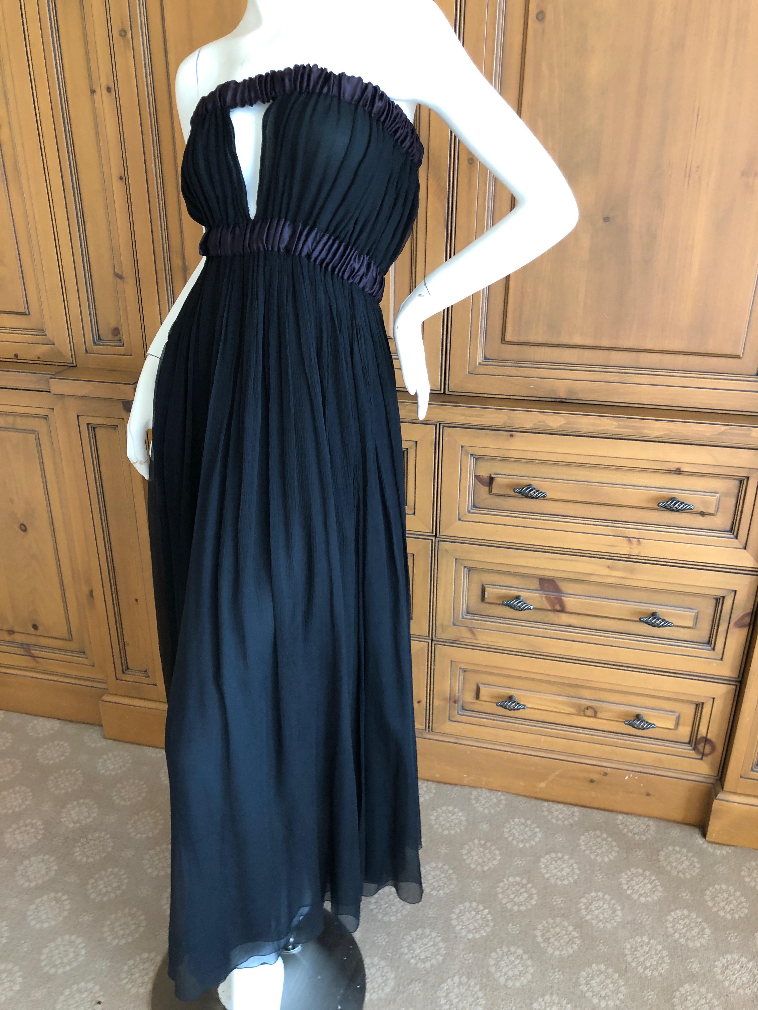 Yves Saint Laurent Rive Gauche Black Pleated Strapless Keyhole Dress  For Sale 2