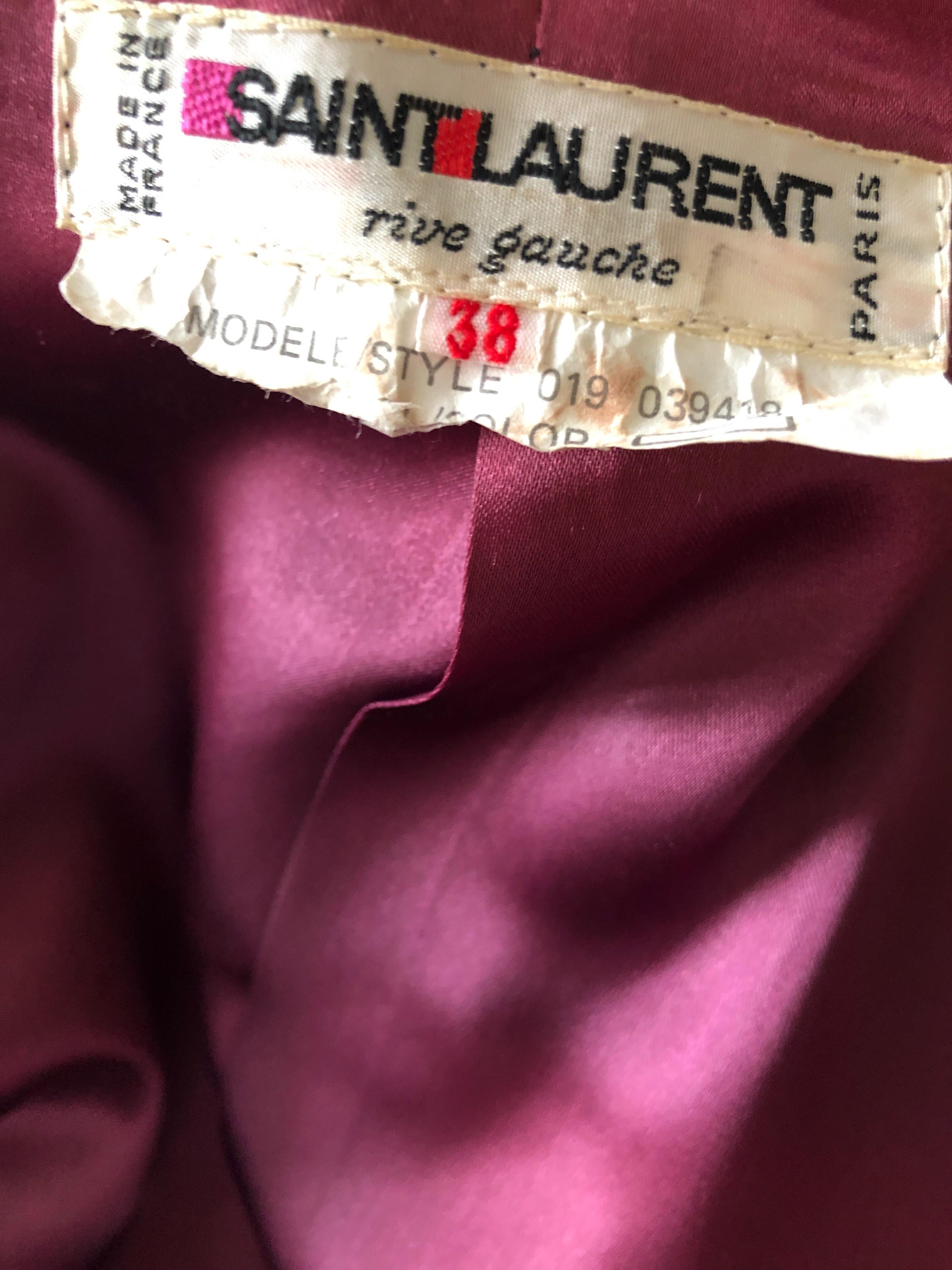 Yves Saint Laurent Rive Gauche 1970's Purple Velvet Jacket with Black Cord Trim For Sale 4