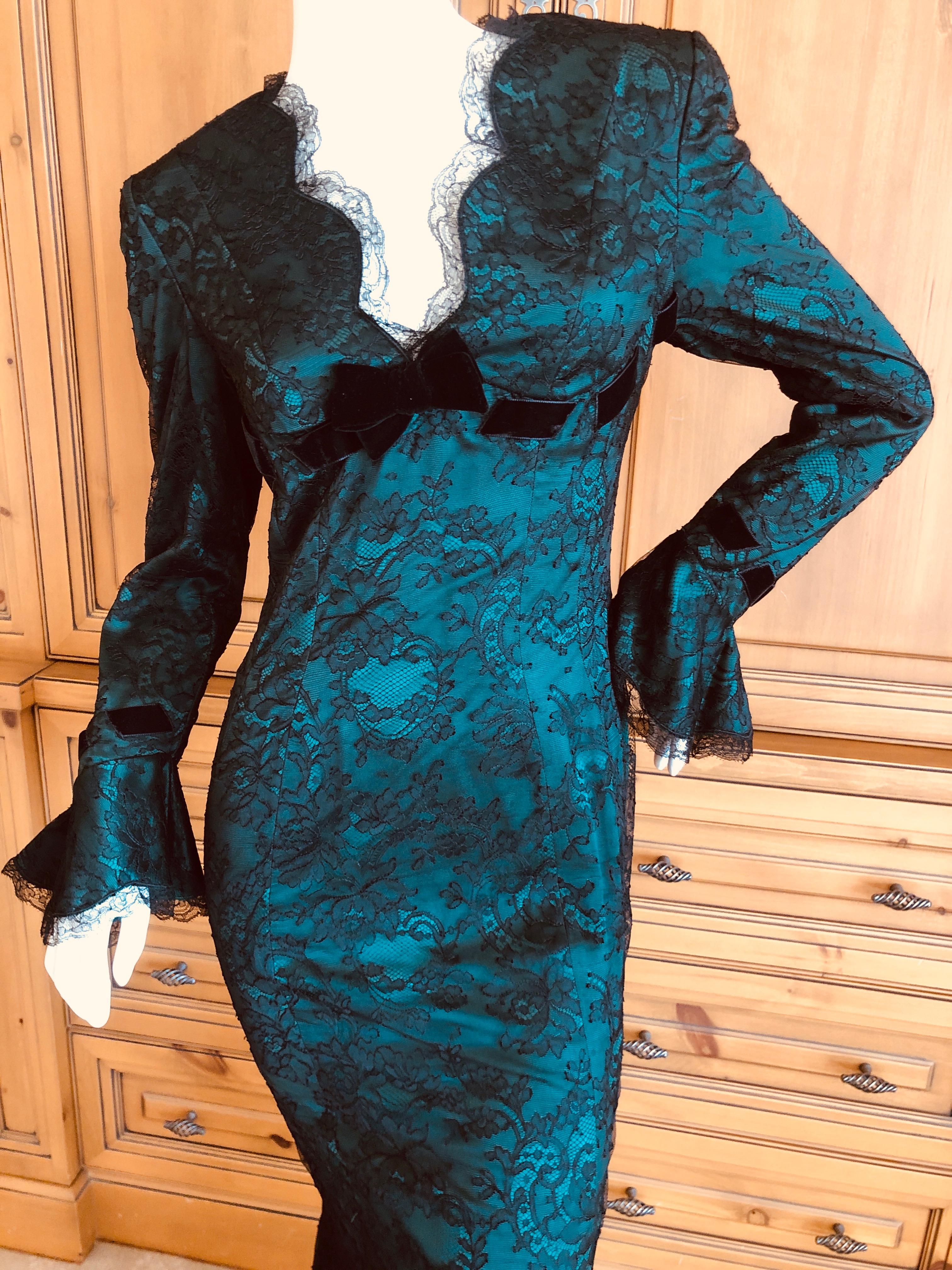 green dress with black lace overlay