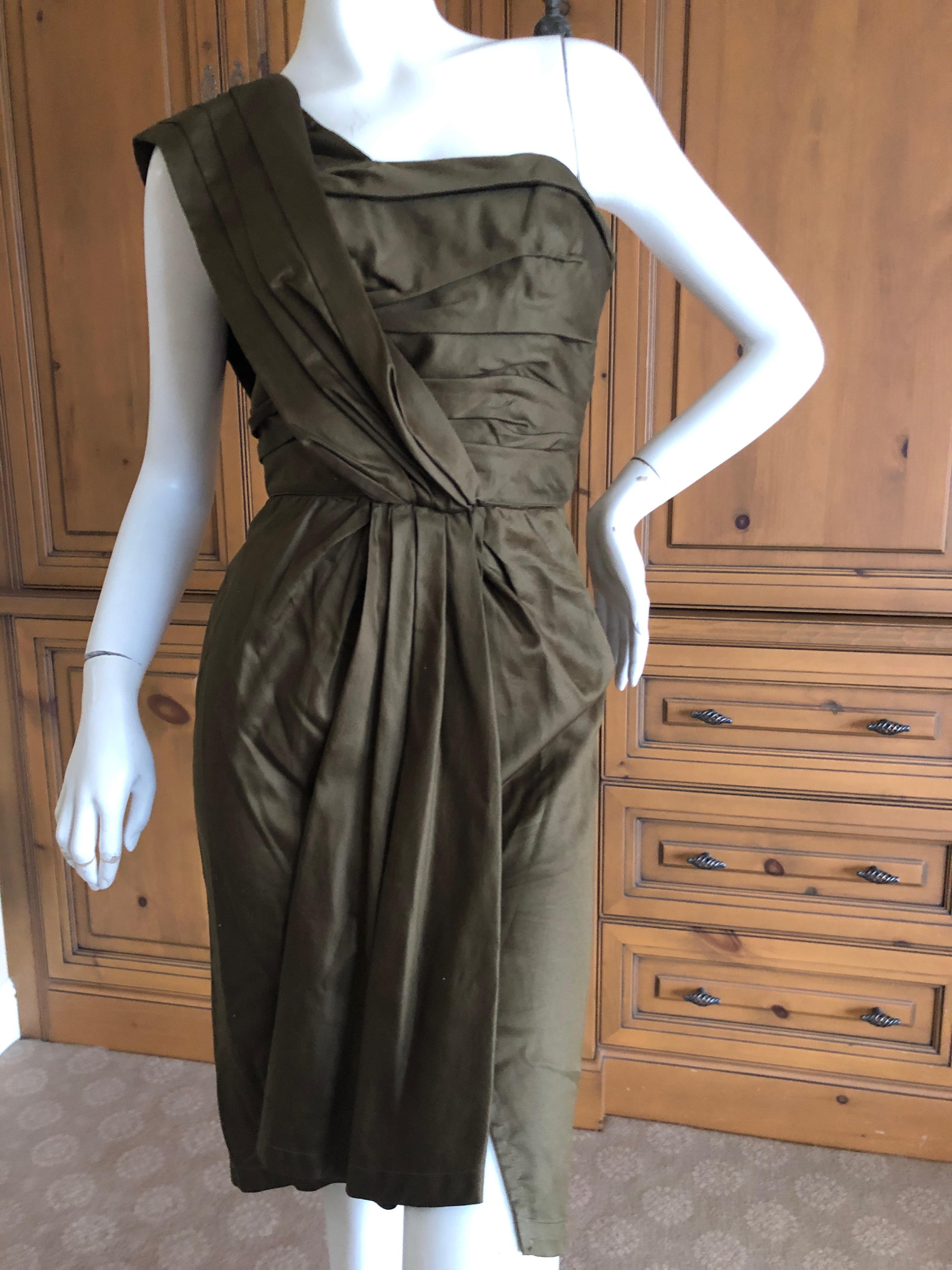 Thierry Mugler Green Vintage 80's Forest Green Draped Cocktail Dress 
Size 38
  Bust 34