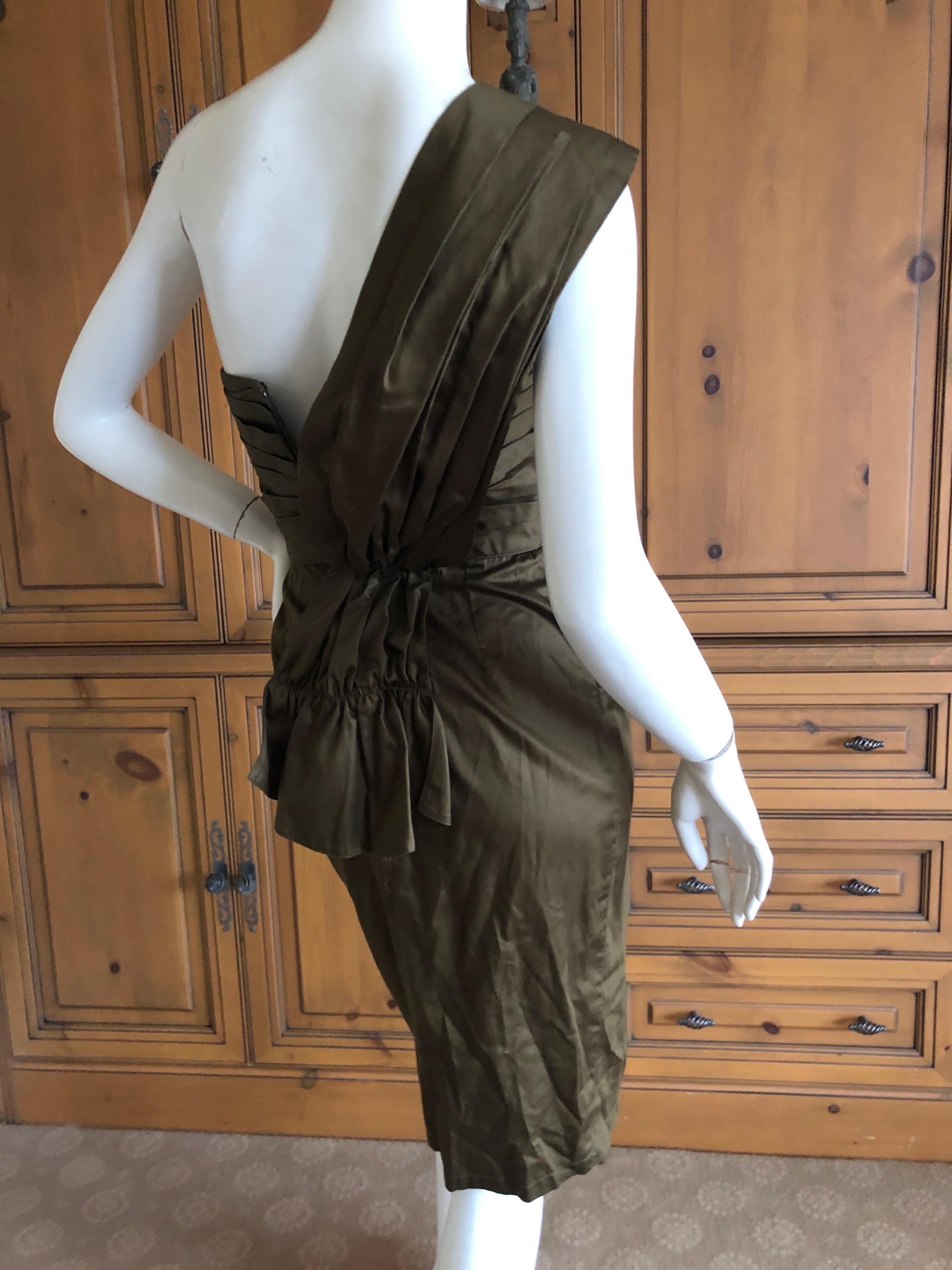 Thierry Mugler Green Vintage 80's Forest Green Draped Cocktail Dress  In Excellent Condition For Sale In Cloverdale, CA