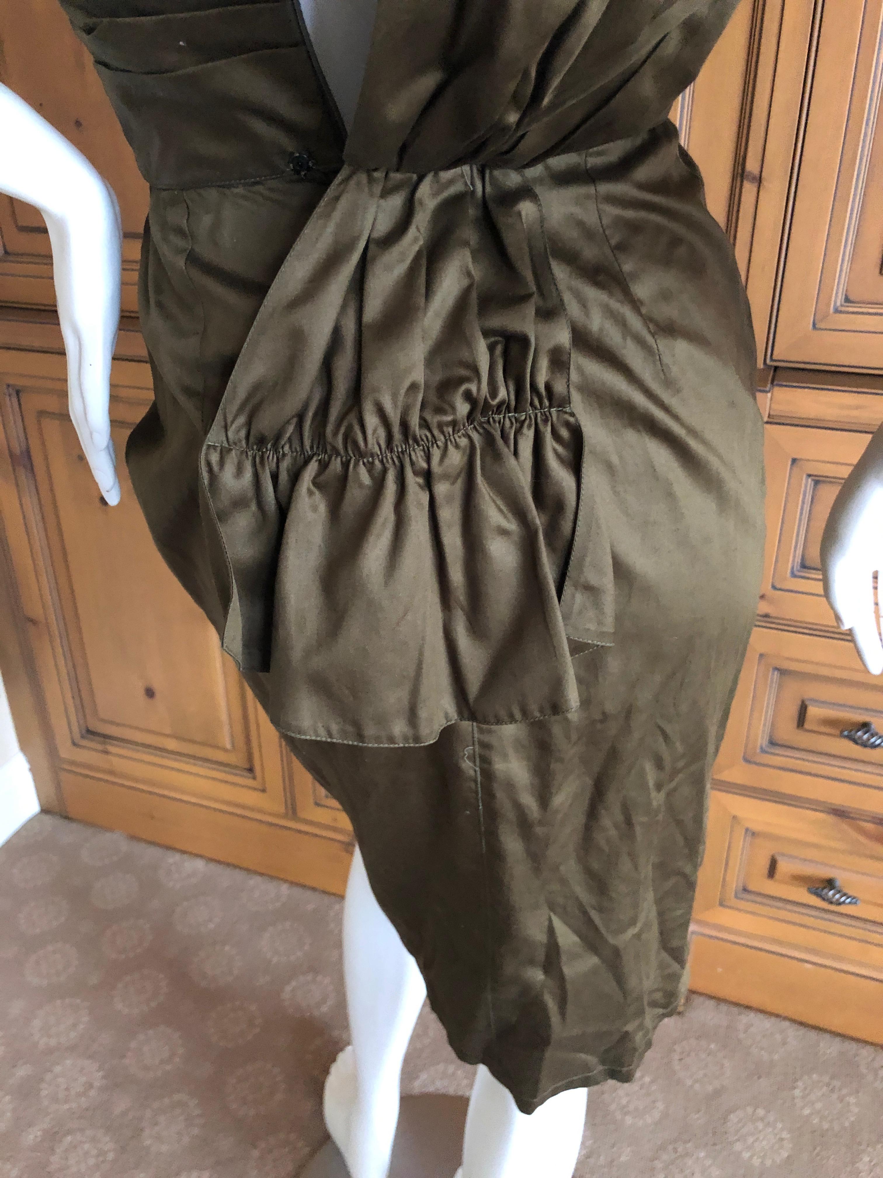 Women's Thierry Mugler Green Vintage 80's Forest Green Draped Cocktail Dress  For Sale