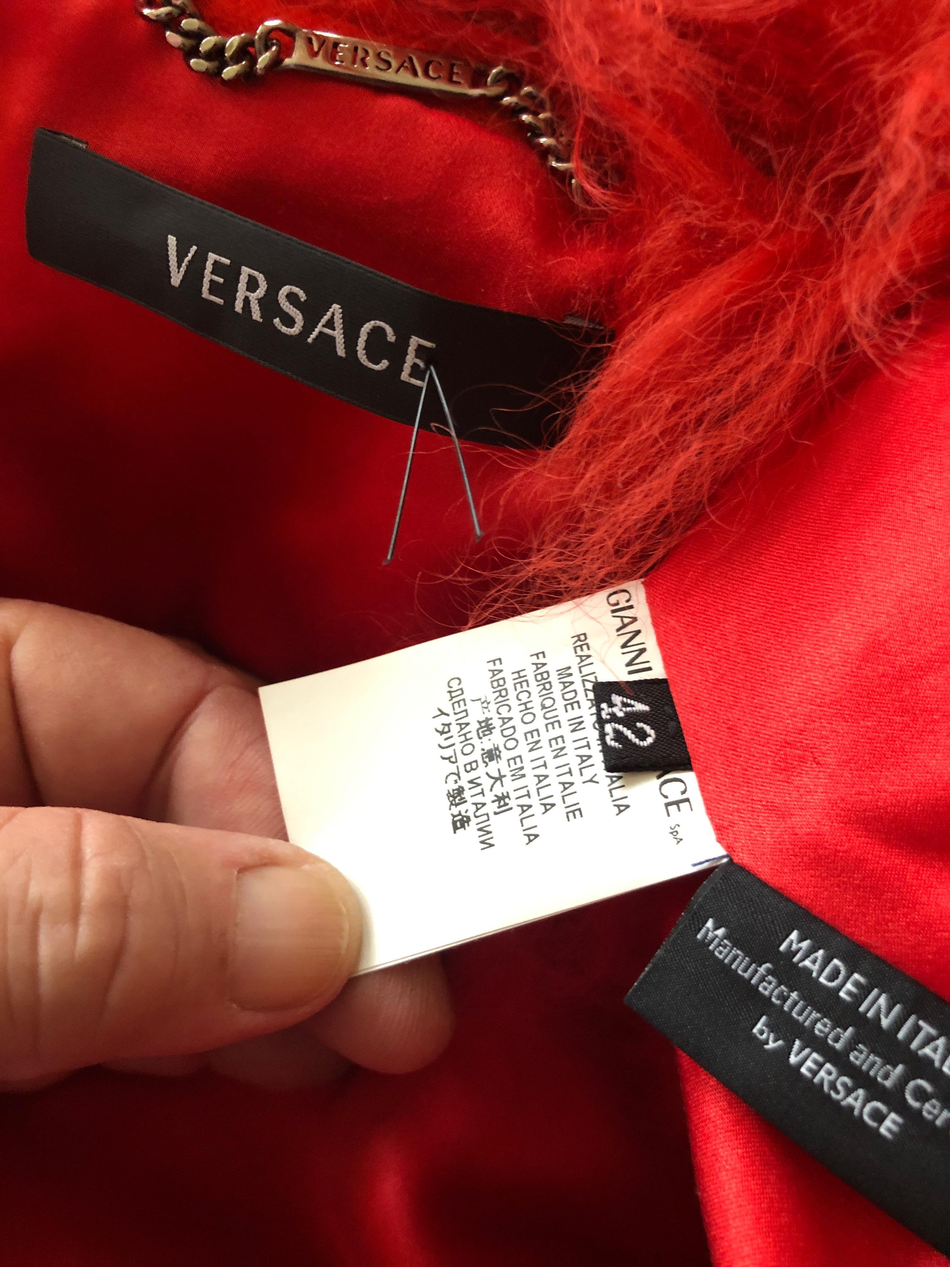 Versace Cropped Silk Lined Jacket Vest with Long Attached Mongolian Lamb Scarves For Sale 9