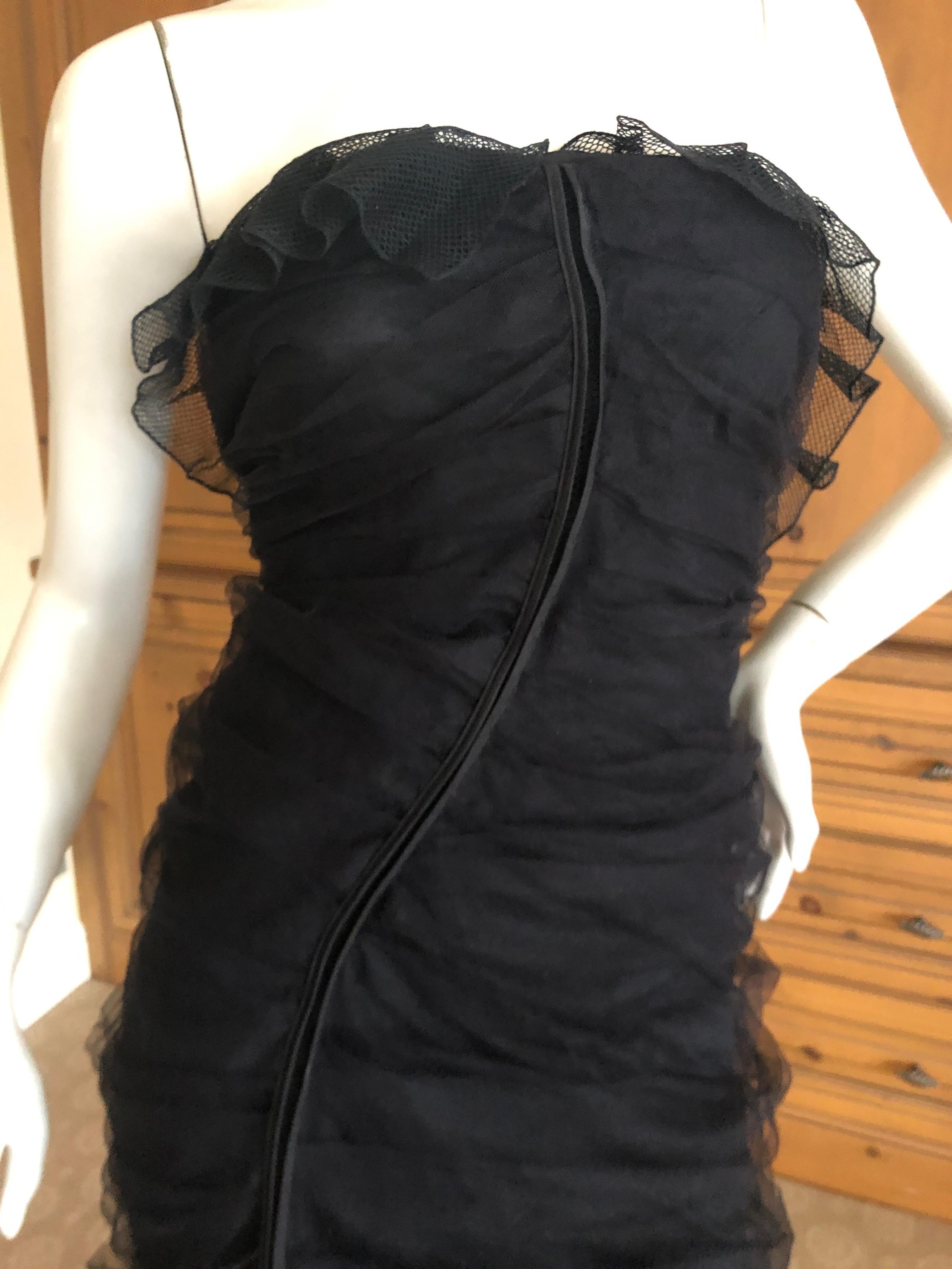 Yves Saint Laurent by Tom Ford  Ruched Black Strapless Tulle Cocktail Dress In Excellent Condition For Sale In Cloverdale, CA