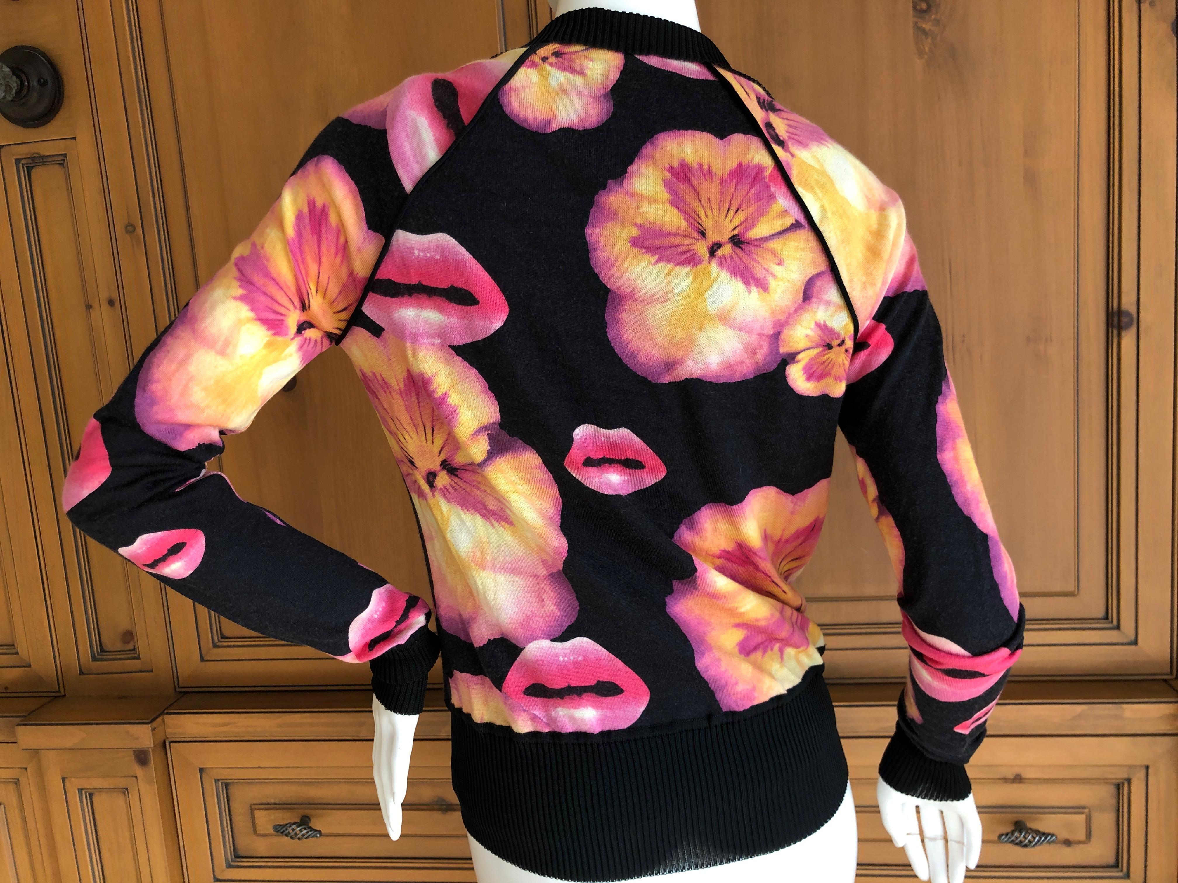Christian Dior by John Galliano Surrealist Pansy Lip Print Two Piece Sweater Set For Sale 4