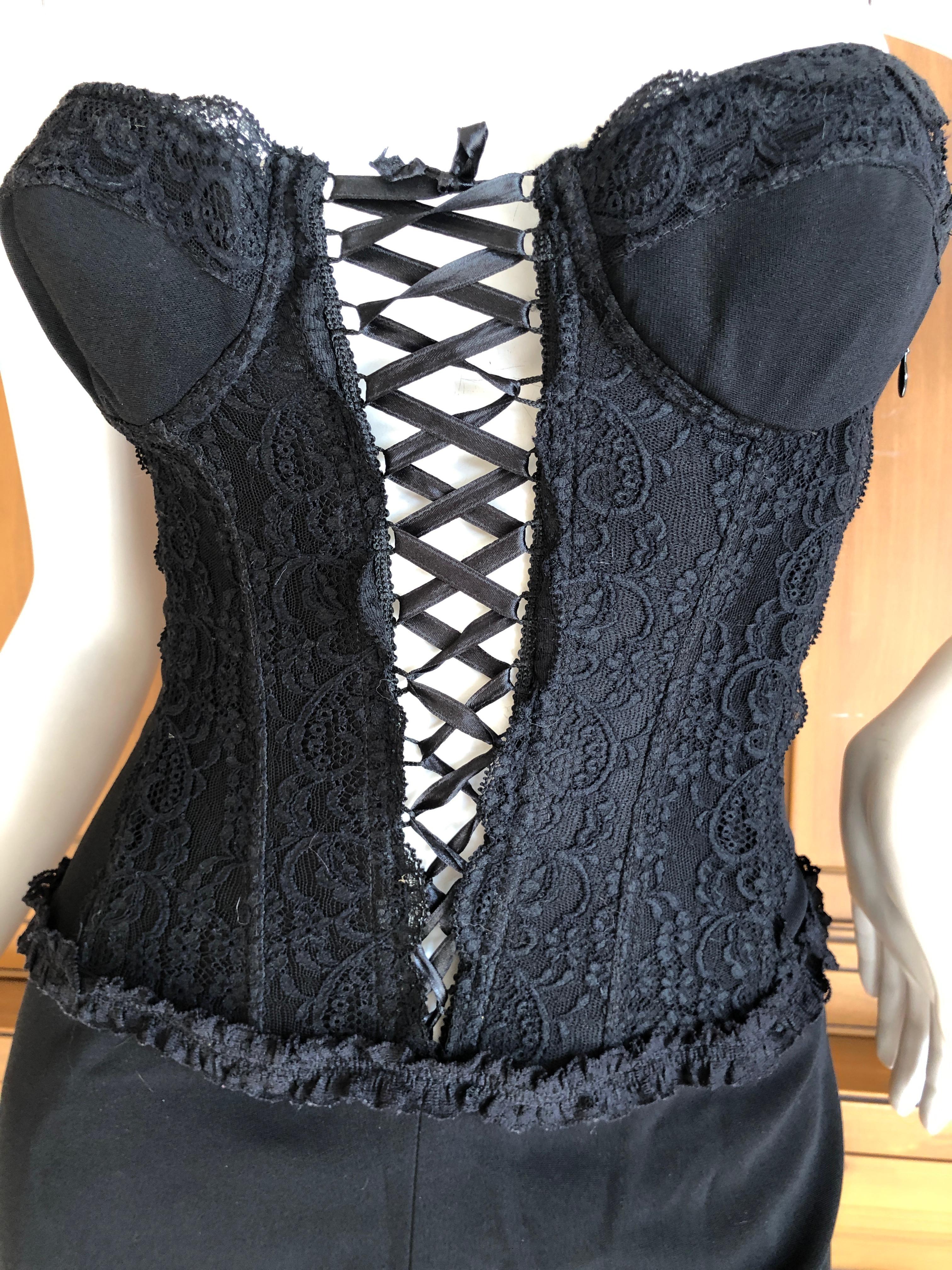 Moschino Cheap & Chic Vintage 1980's Plunging Corset Lace Evening Dress.
There are removable straps
So sexy yet elegant
Size 8
 Bust 34