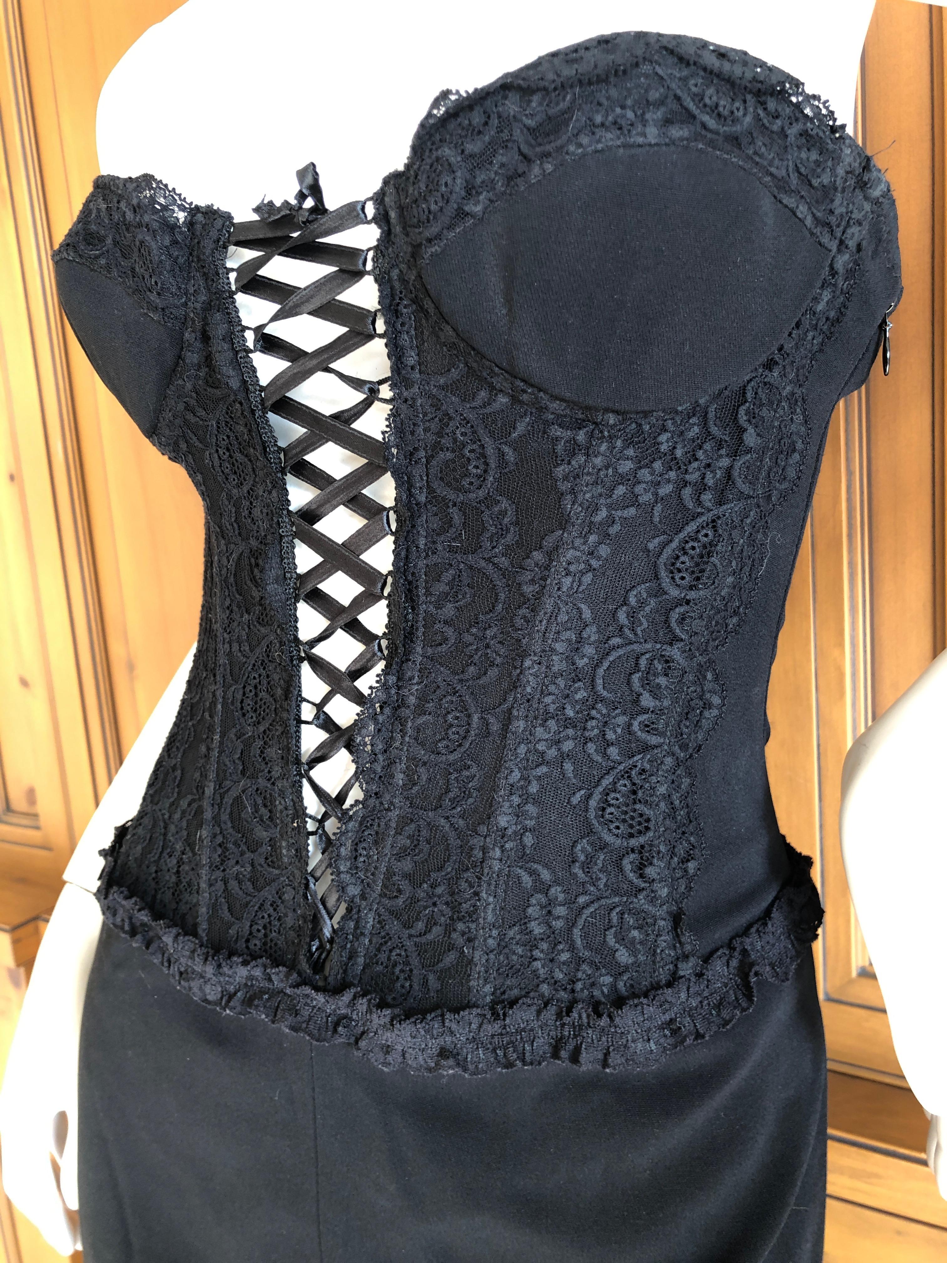 Moschino Cheap & Chic Vintage 1980's Plunging Corset Lace Evening Dress In Good Condition For Sale In Cloverdale, CA