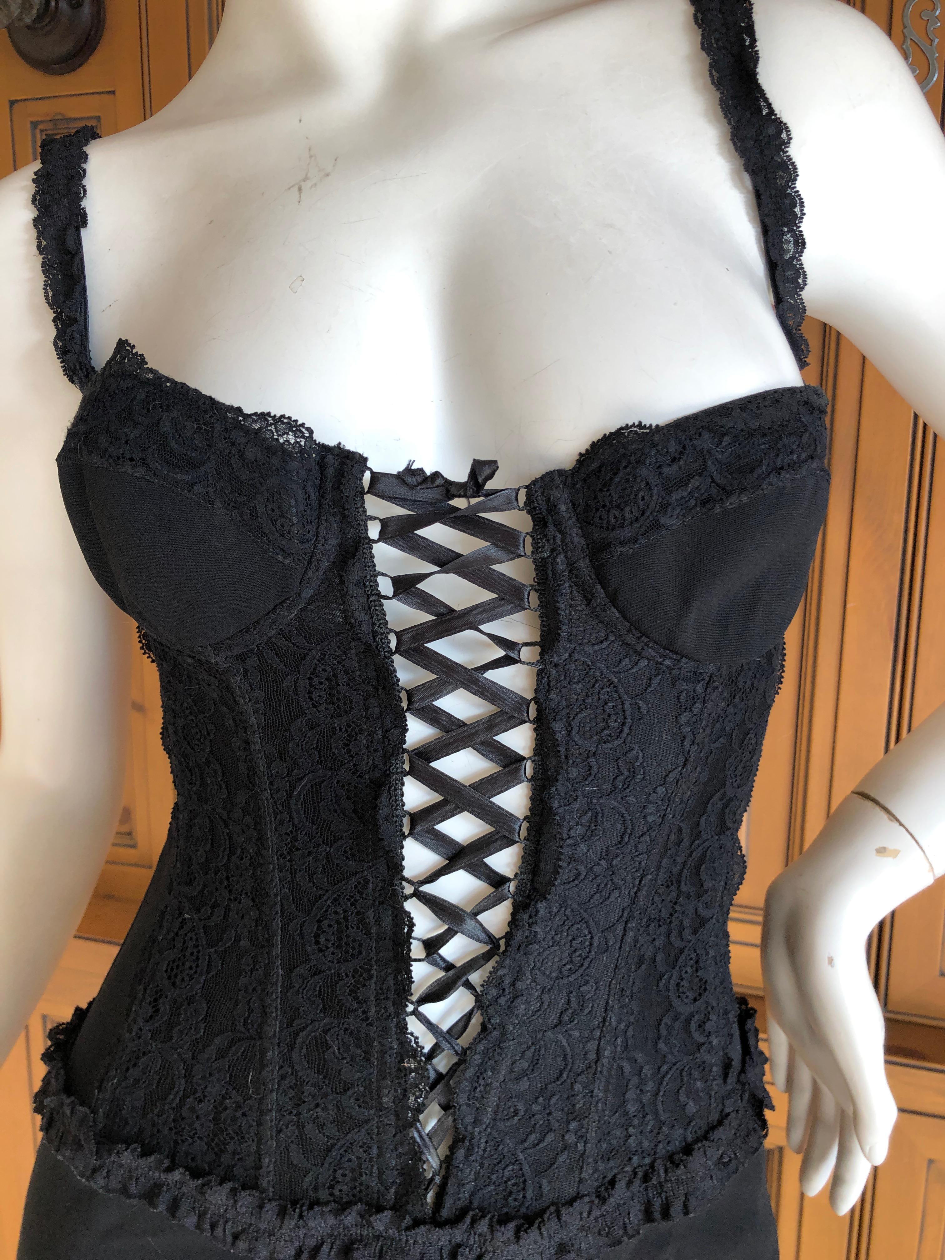 Moschino Cheap & Chic Vintage 1980's Plunging Corset Lace Evening Dress For Sale 4