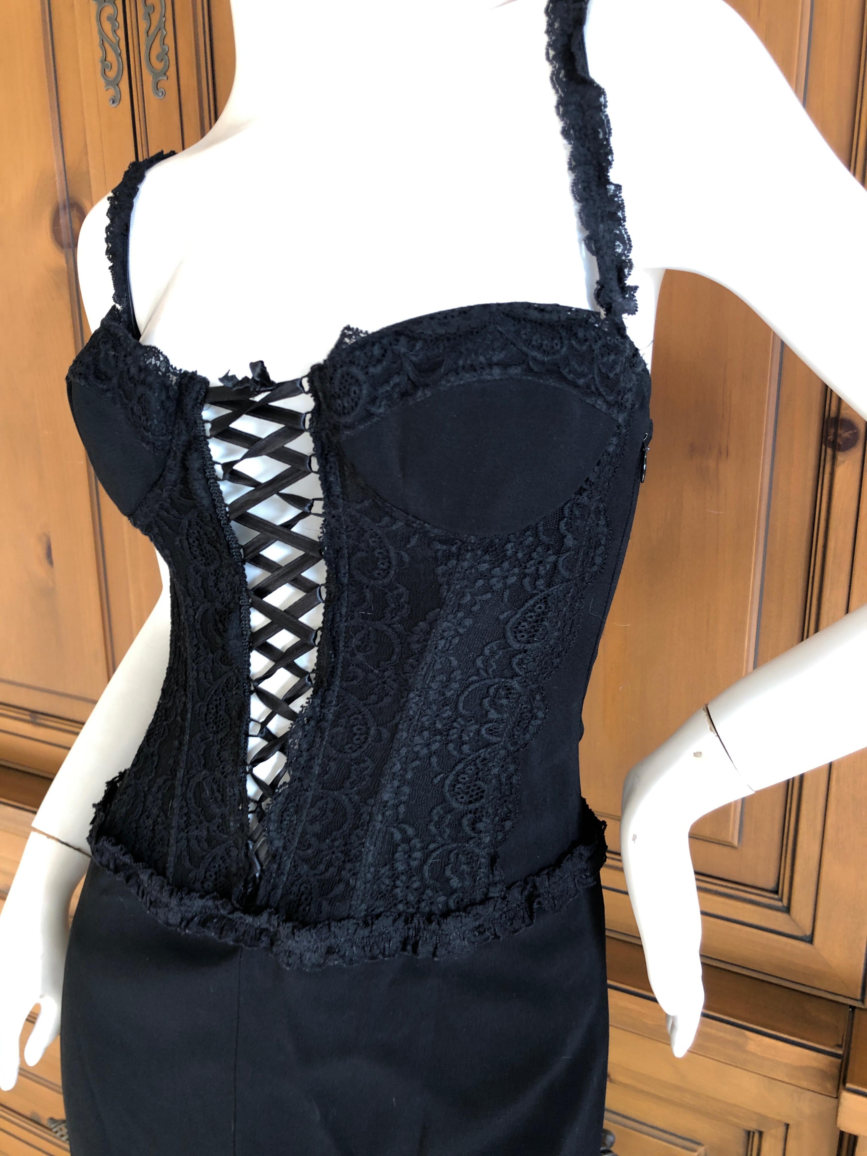 Moschino Cheap & Chic Vintage 1980's Plunging Corset Lace Evening Dress For Sale 7