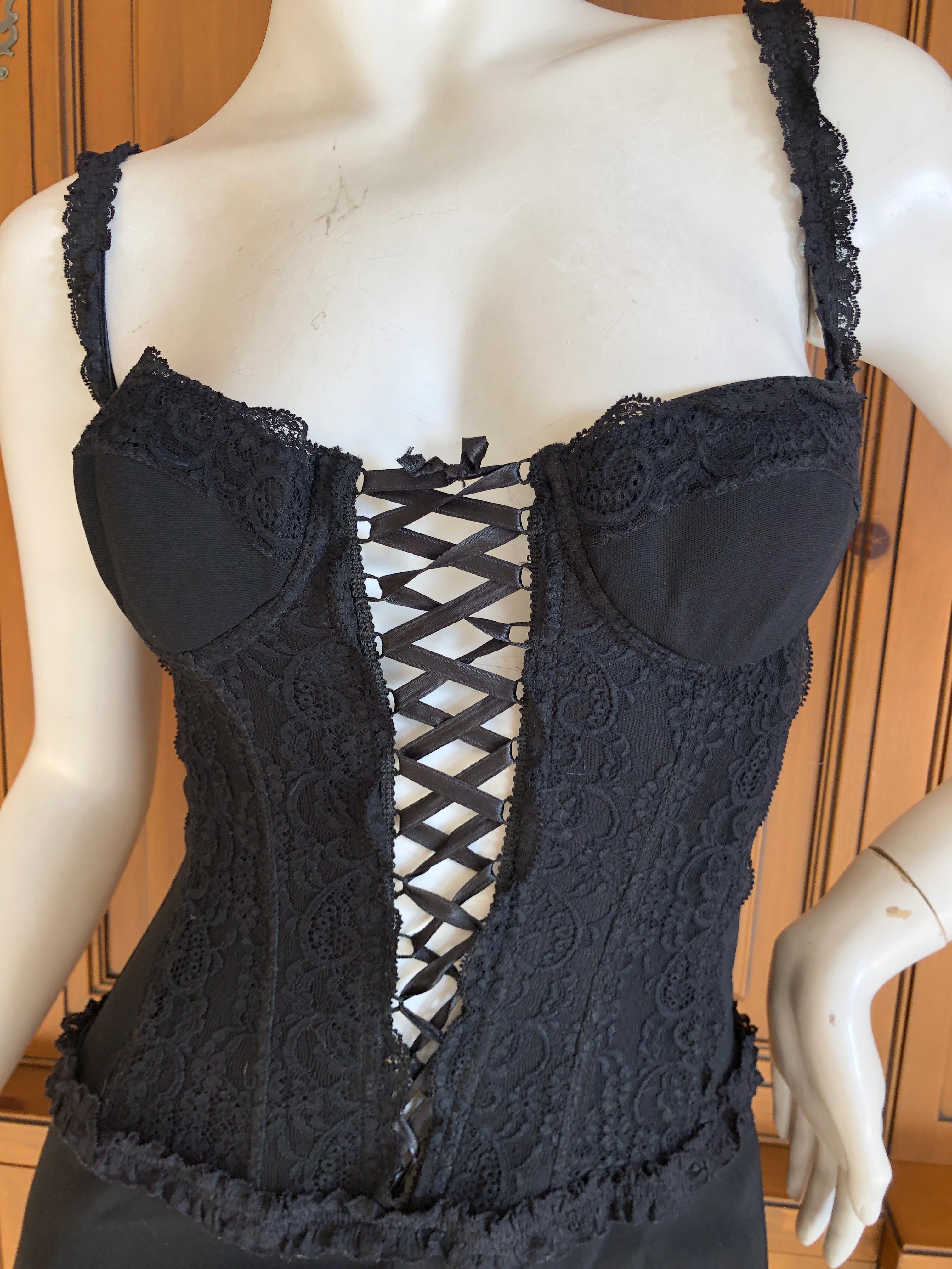 Moschino Cheap & Chic Vintage 1980's Plunging Corset Lace Evening Dress For Sale 9