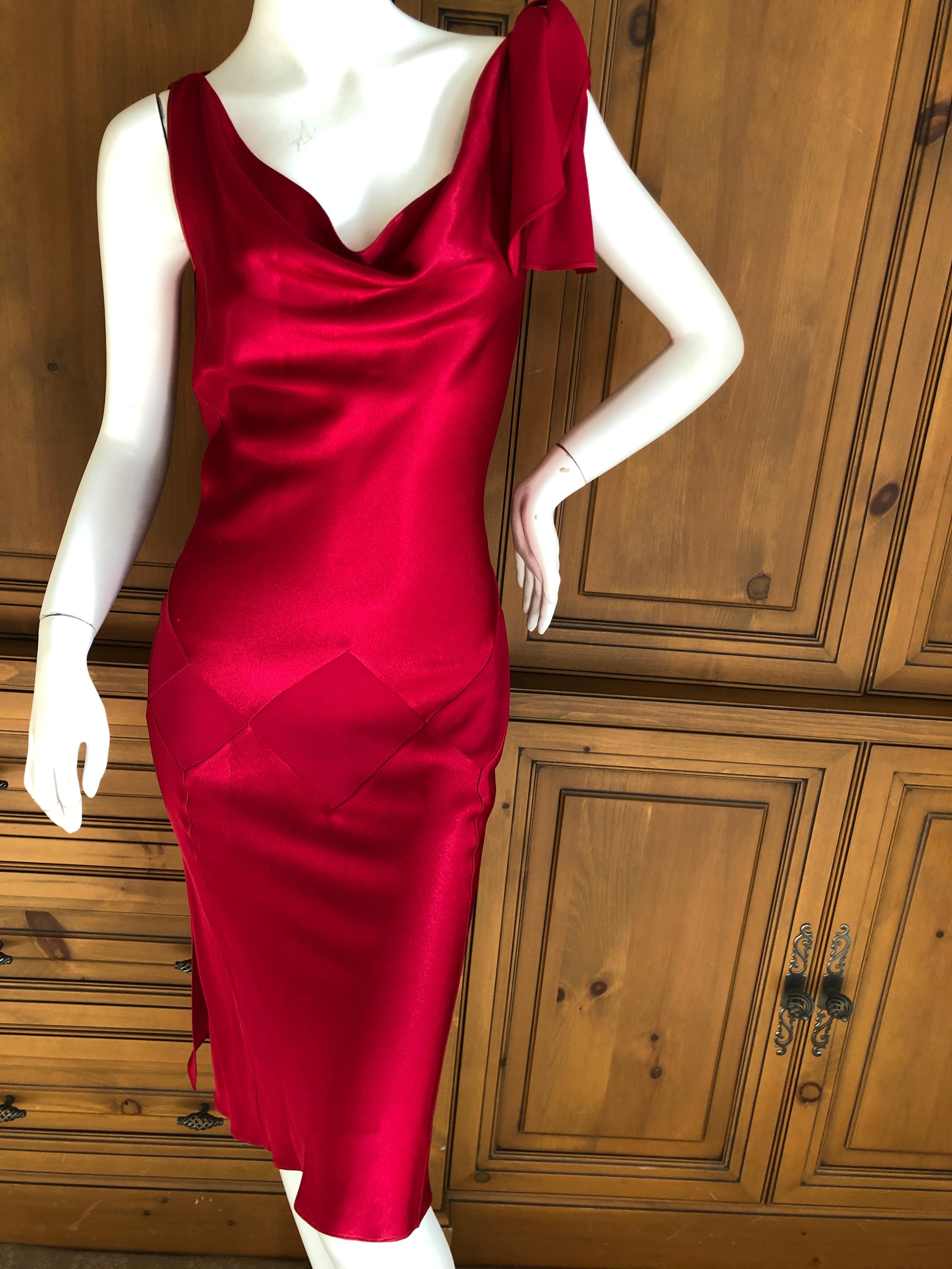 John Galliano Bias Cut Diamond Pattern 1990's Red Cocktail Dress 1