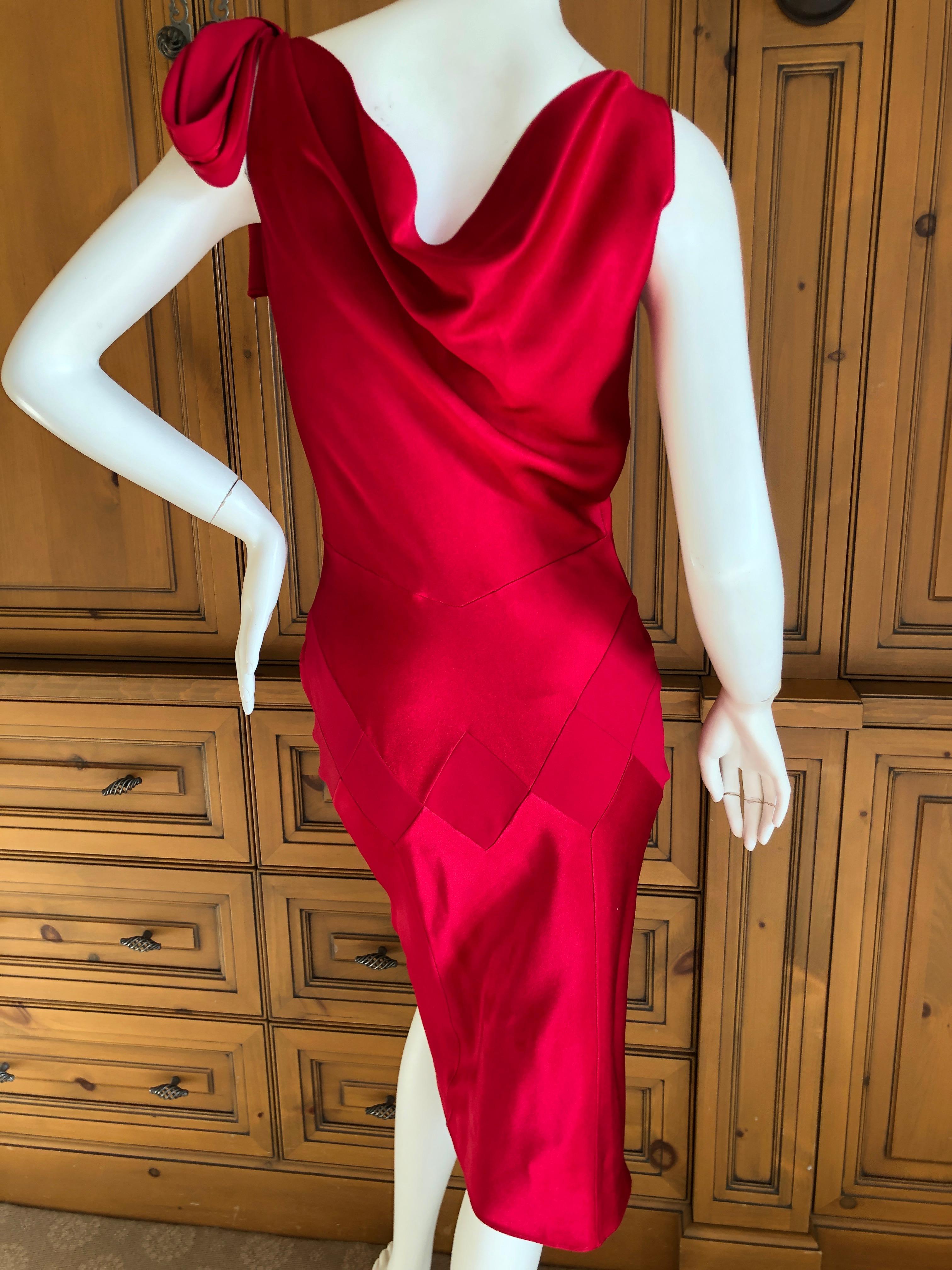 John Galliano Bias Cut Diamond Pattern 1990's Red Cocktail Dress 2
