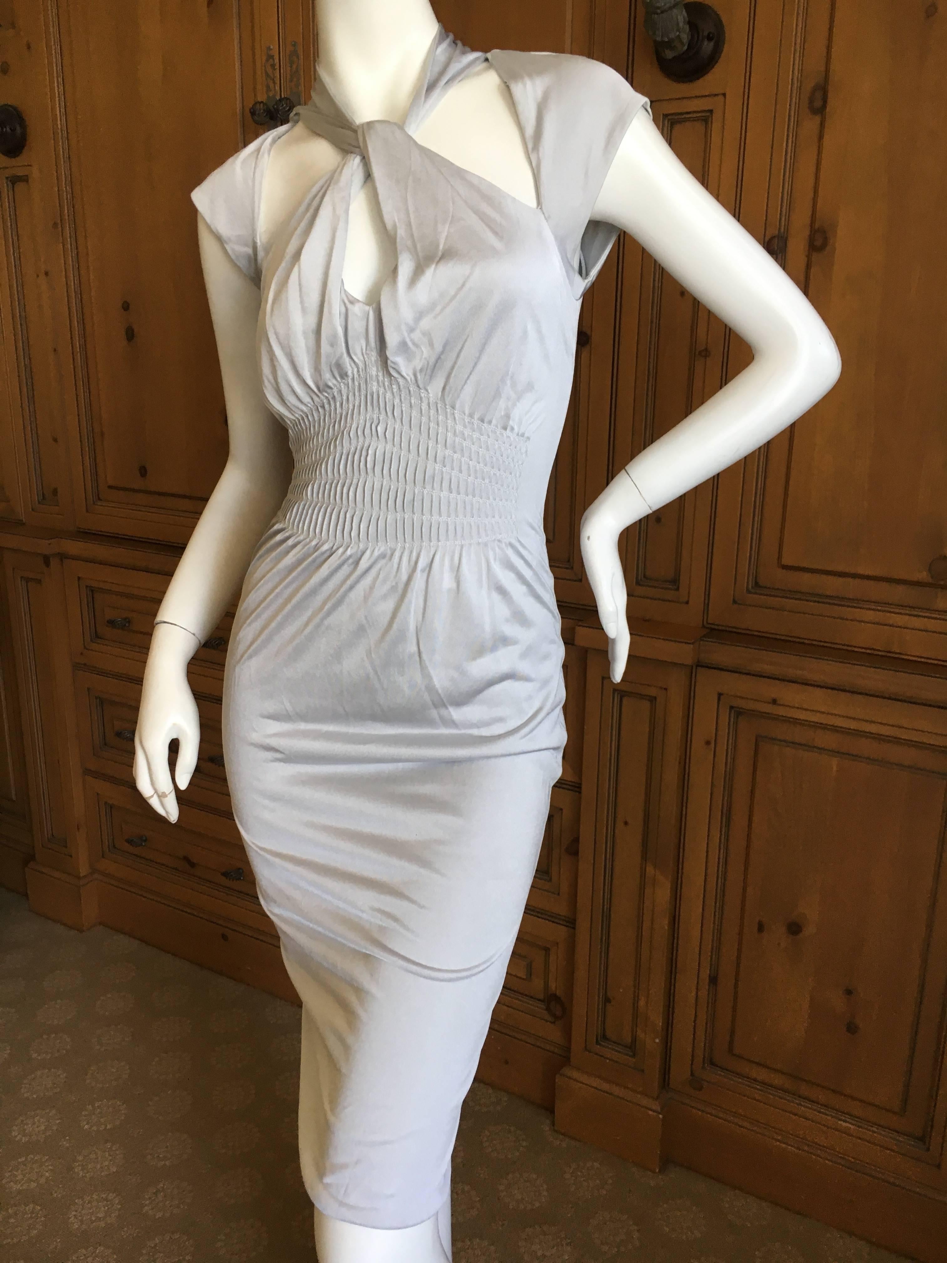 Gucci by Tom Ford Silver Backless Keyhole Dress In Excellent Condition For Sale In Cloverdale, CA