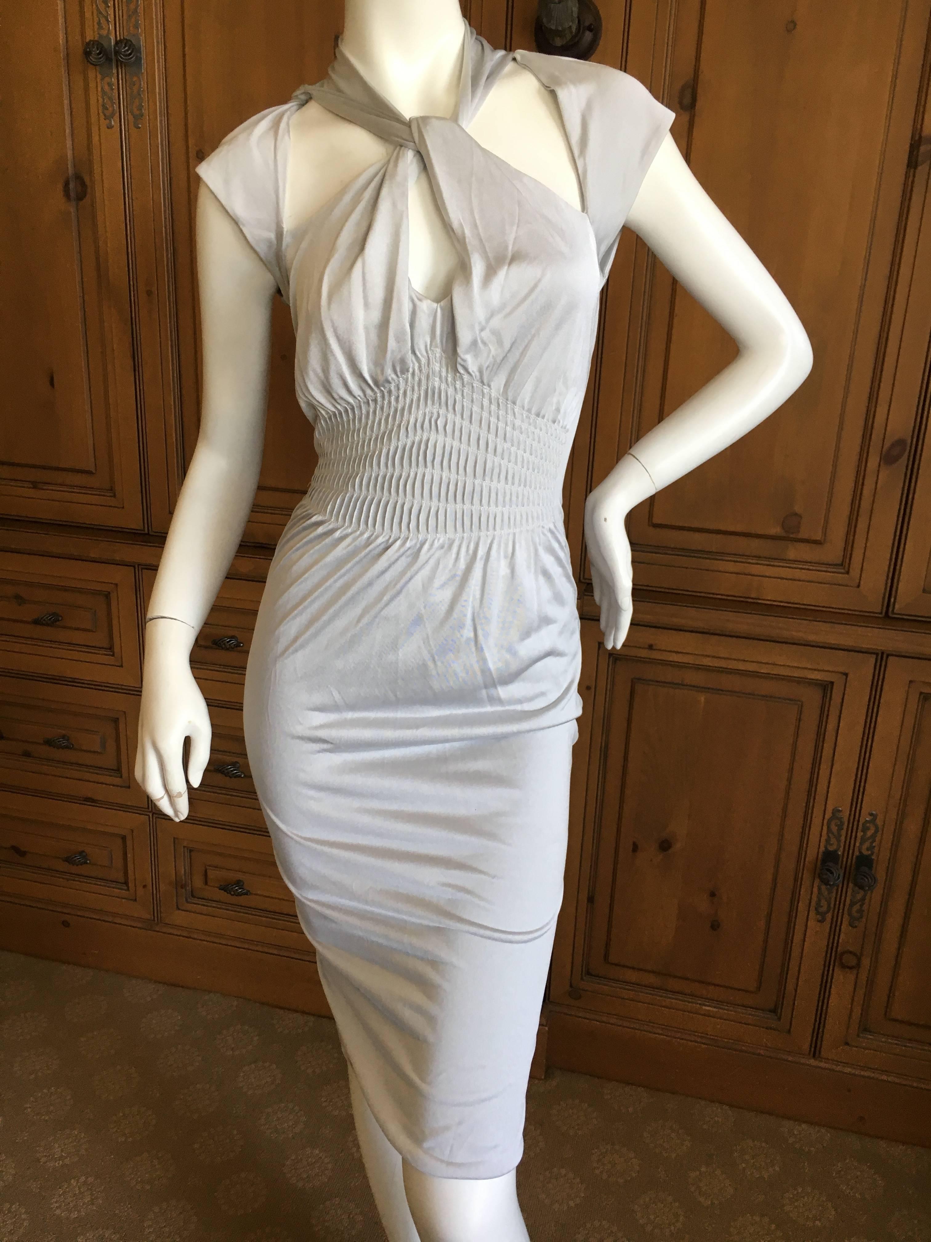 Women's Gucci by Tom Ford Silver Backless Keyhole Dress For Sale