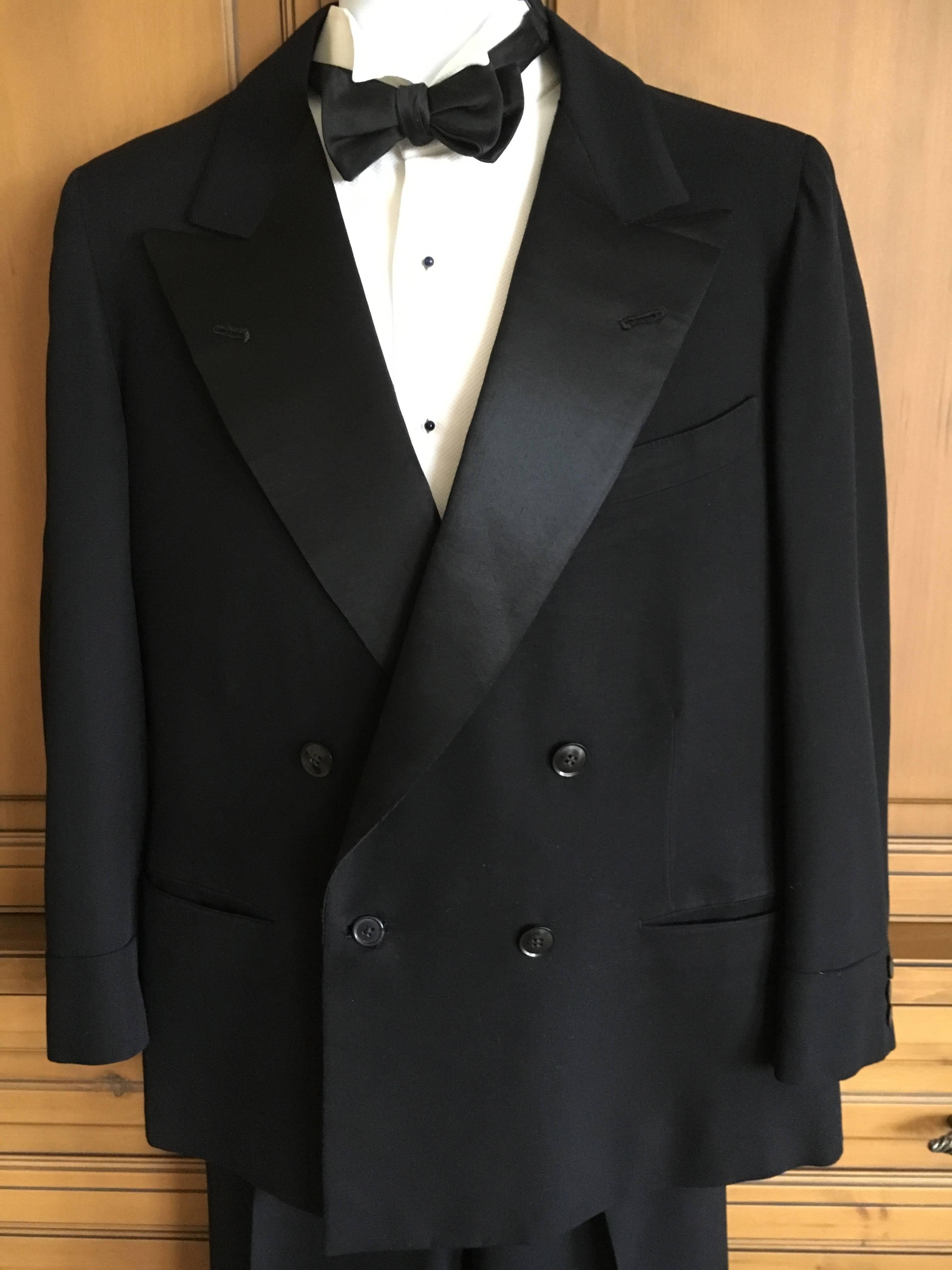 1936 Gentleman's Peak Satin Lapel Tuxedo from Society Tailor F.L. Dunne & Co. NY For Sale 1