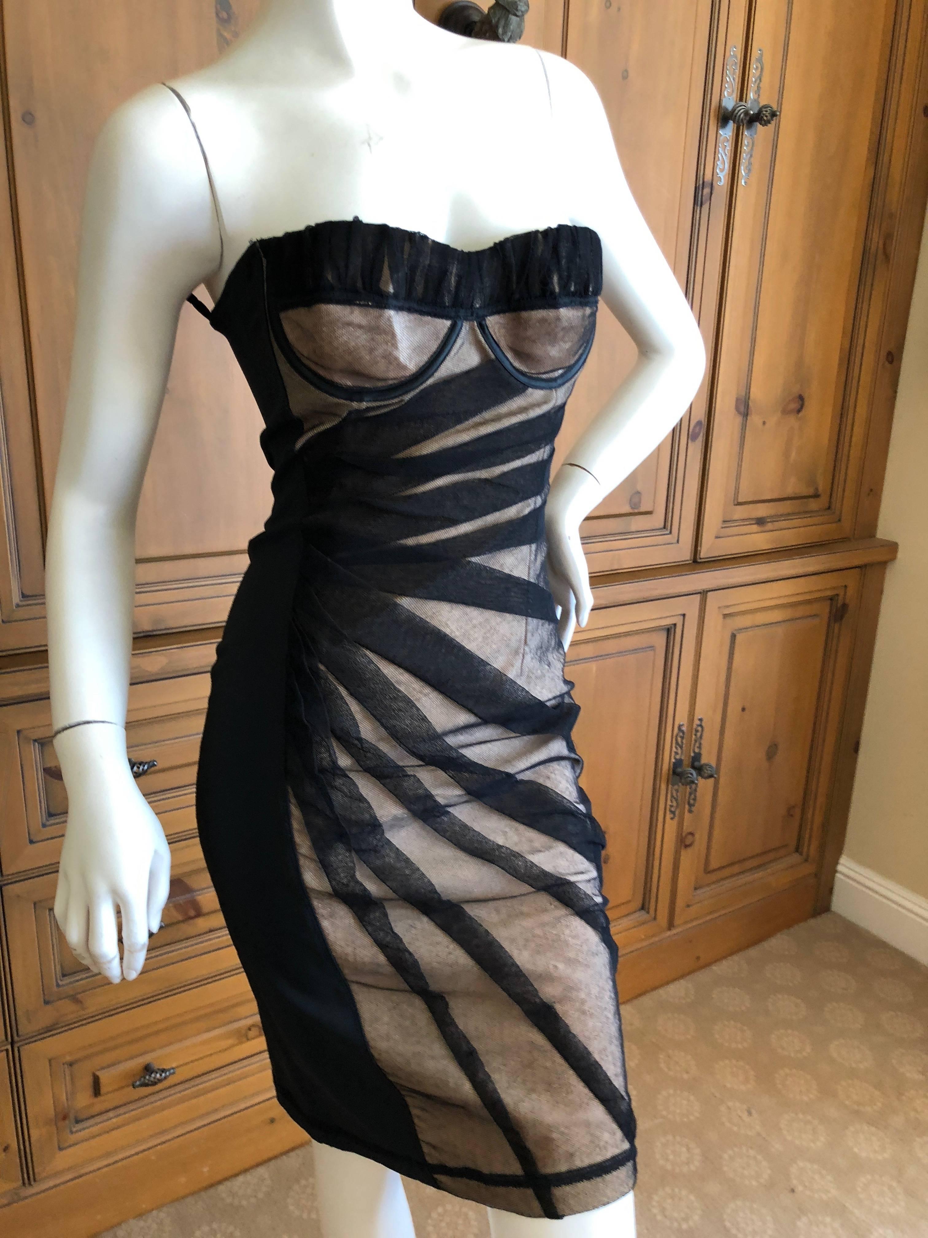   D&G by Dolce & Gabbana Super Sexy Black Net Vintage Strapless Cocktail Dress In Excellent Condition For Sale In Cloverdale, CA