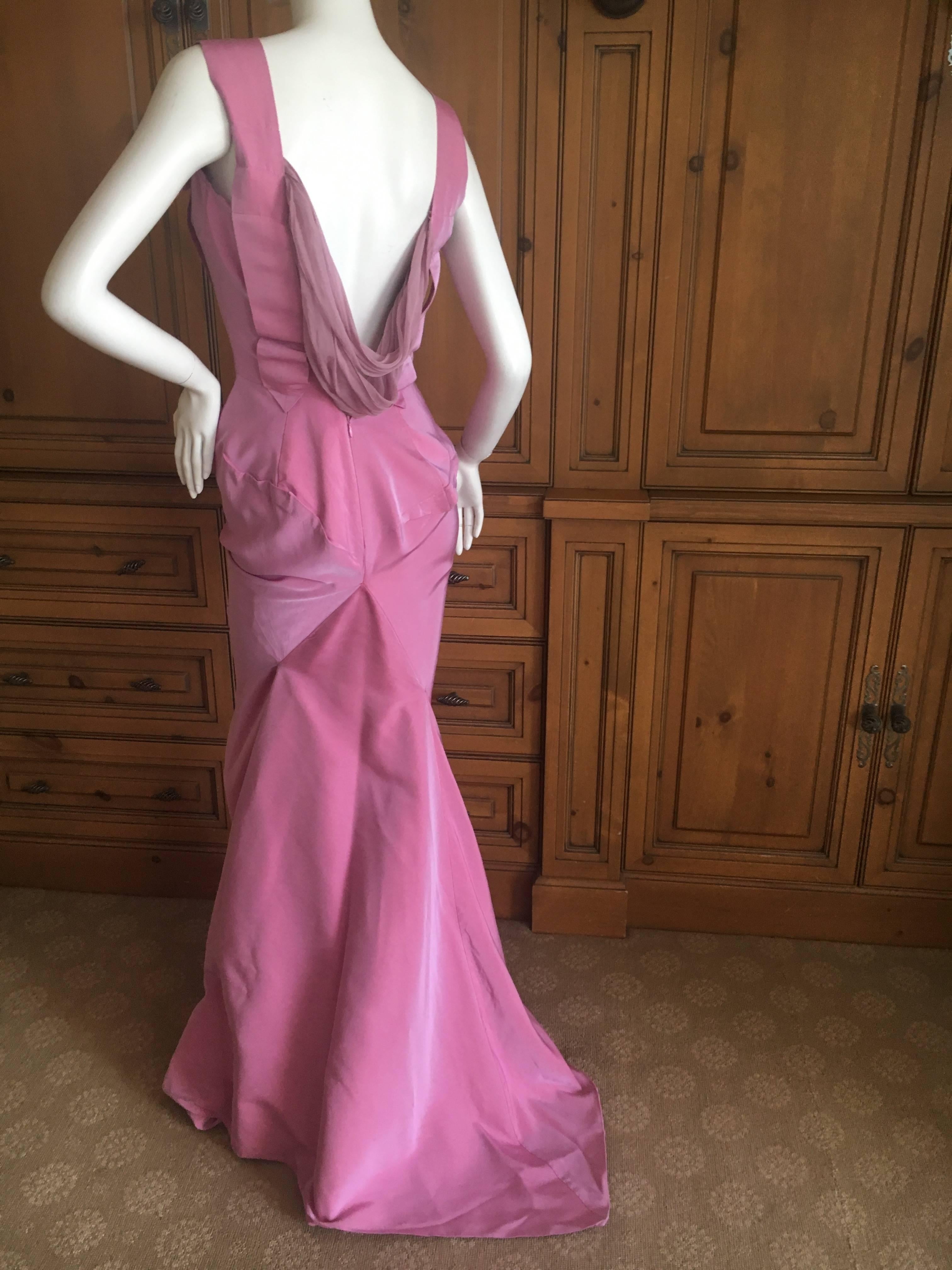 Vivienne Westwood Gold Label 2011 Rose Pink Evening Dress with Fishtail Train 

This is such a charming piece.

There is no size label, this was custom made for the client

Bust  40