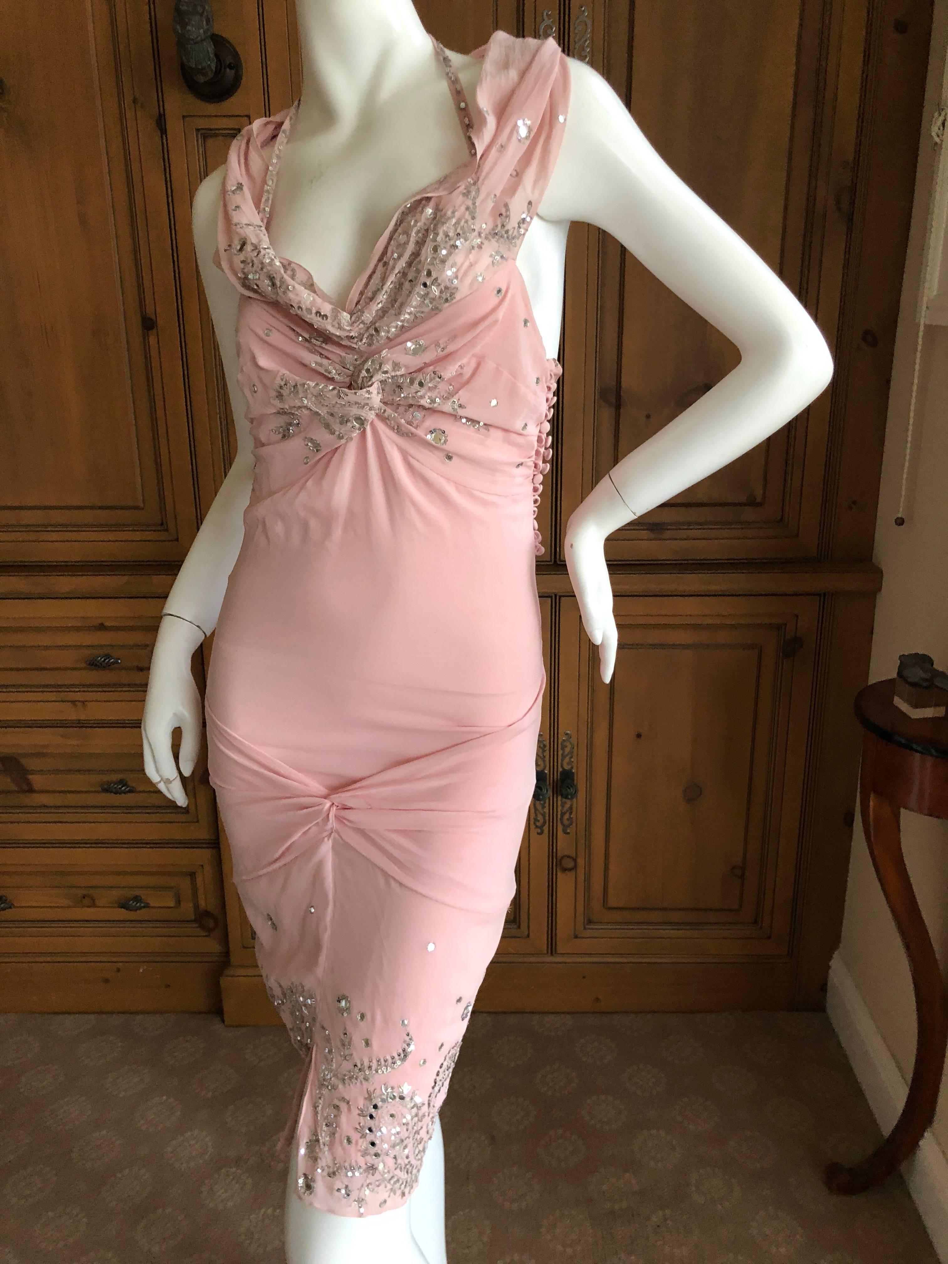 Brown Christian Dior by John Galliano Fall 2004 Raj Style Embellished Silk Dress Sz 38 For Sale