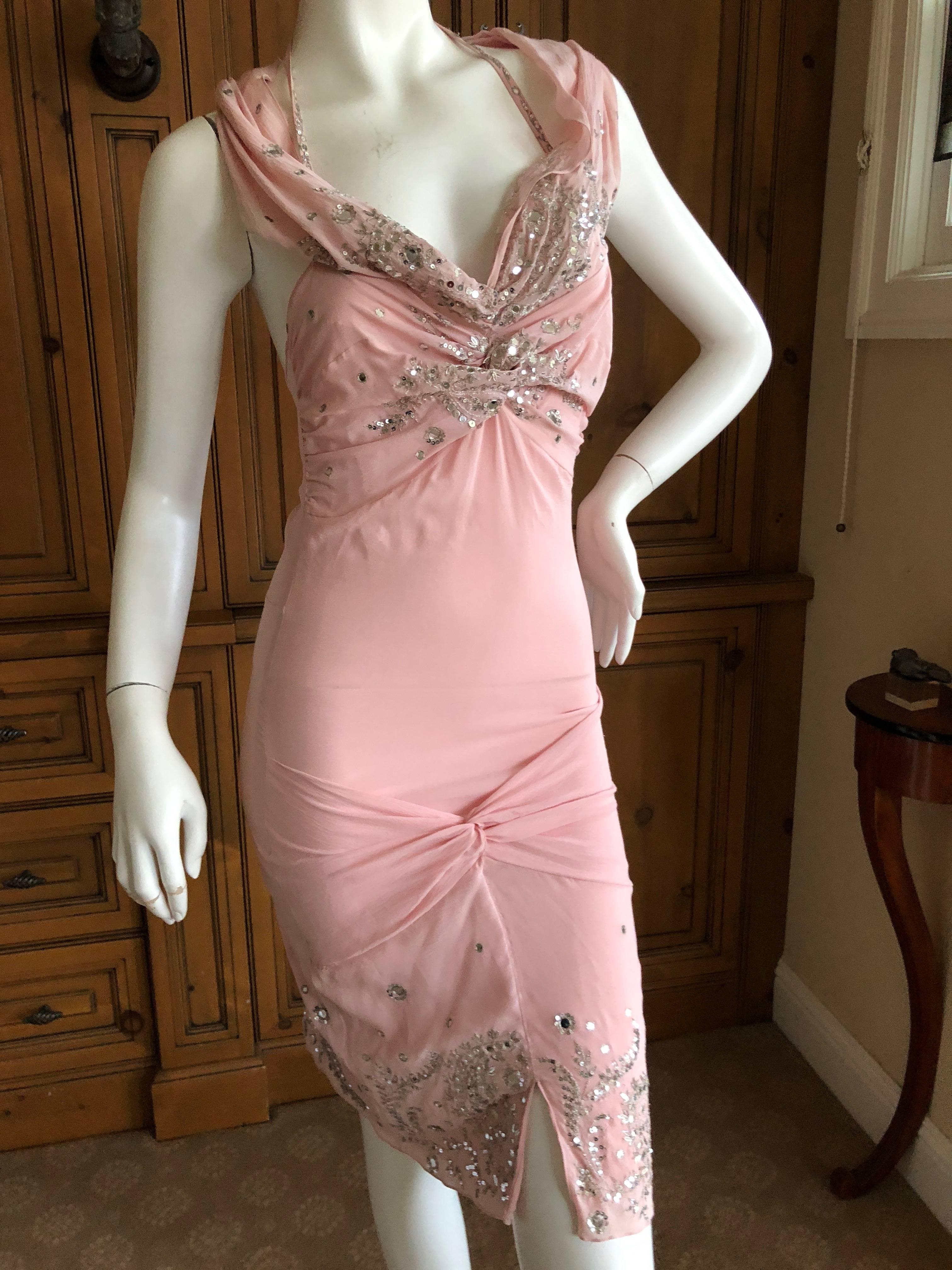 Christian Dior by John Galliano Fall 2004 Raj Style Embellished Silk Dress Sz 38 In Excellent Condition For Sale In Cloverdale, CA