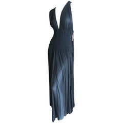 Azzedine Alaia Vintage Black Pleated Goddess Gown from Autumn 1991 