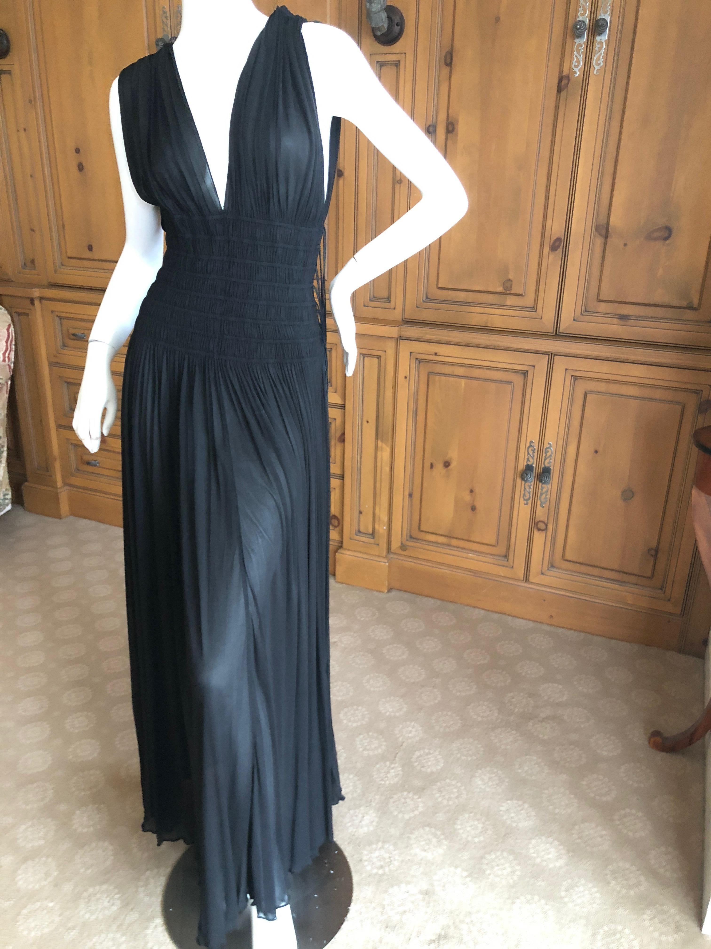 Azzedine Alaia Vintage Autumn 1991 Black Pleated Goddess Gown 
 Please see all the great vintage Alaia in my store.
Size tag missing, appx. size S M
 Bust 34