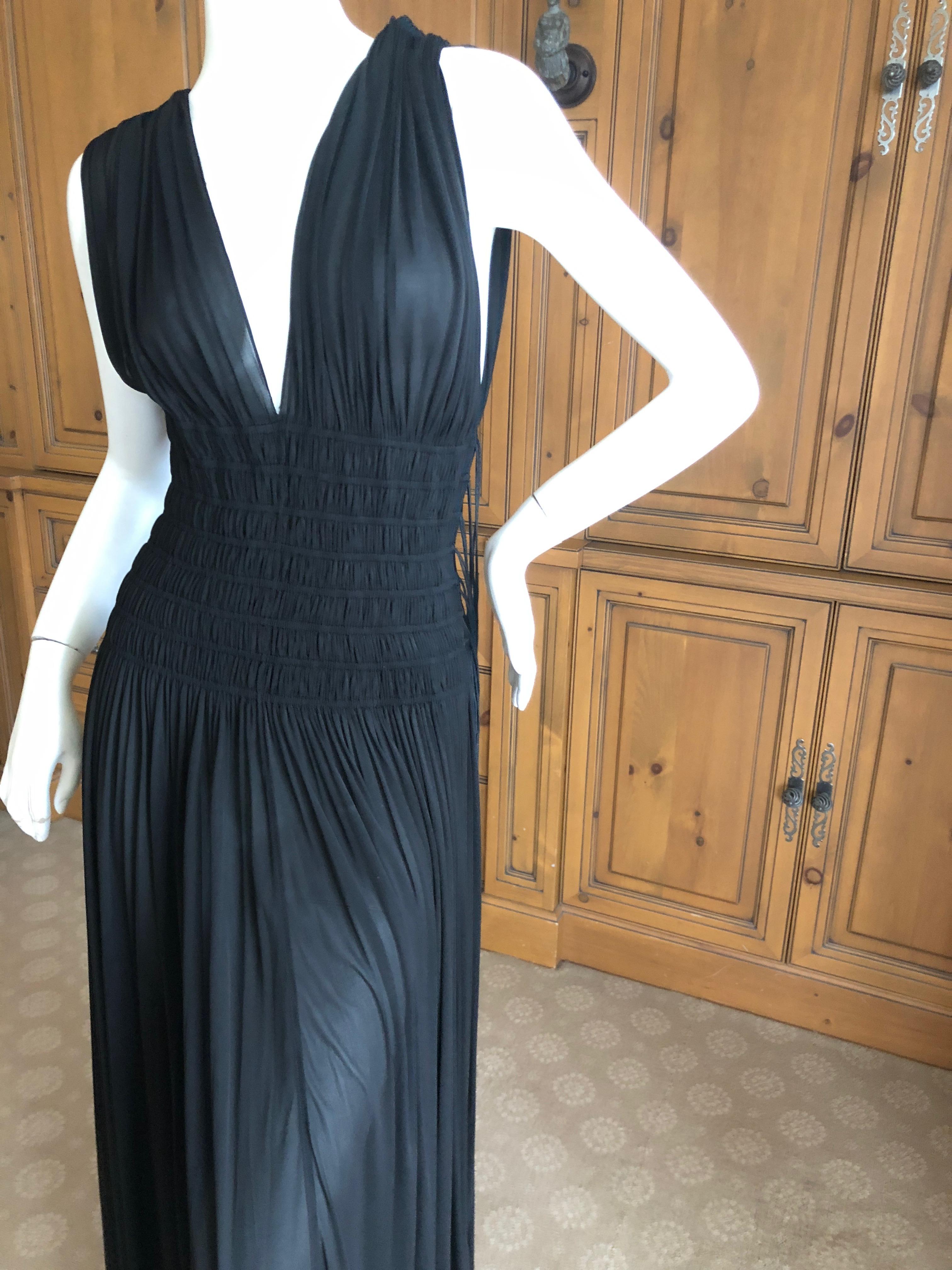 Azzedine Alaia Vintage Black Pleated Goddess Gown from Autumn 1991  In Excellent Condition For Sale In Cloverdale, CA