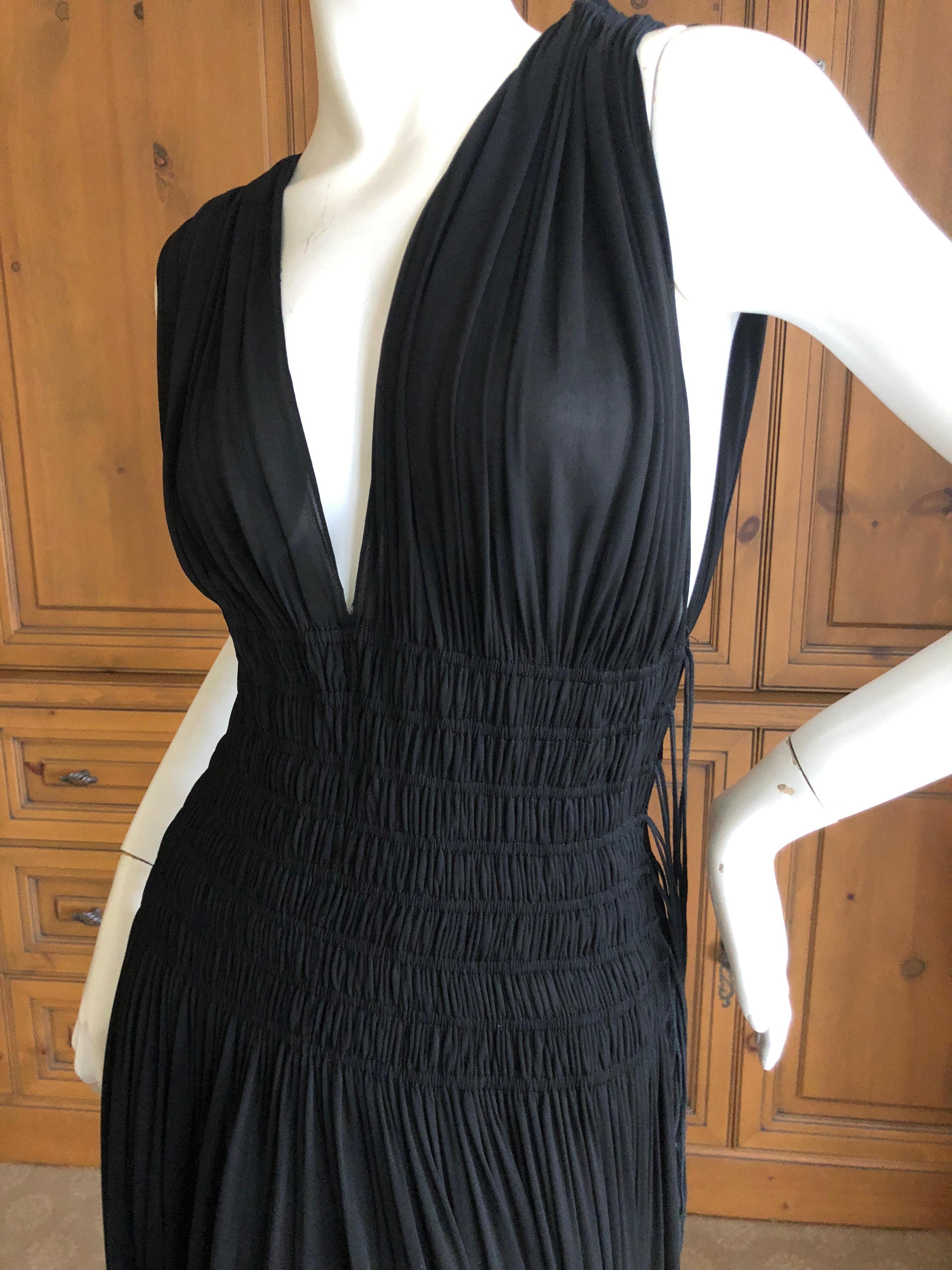 Azzedine Alaia Vintage Black Pleated Goddess Gown from Autumn 1991  For Sale 1