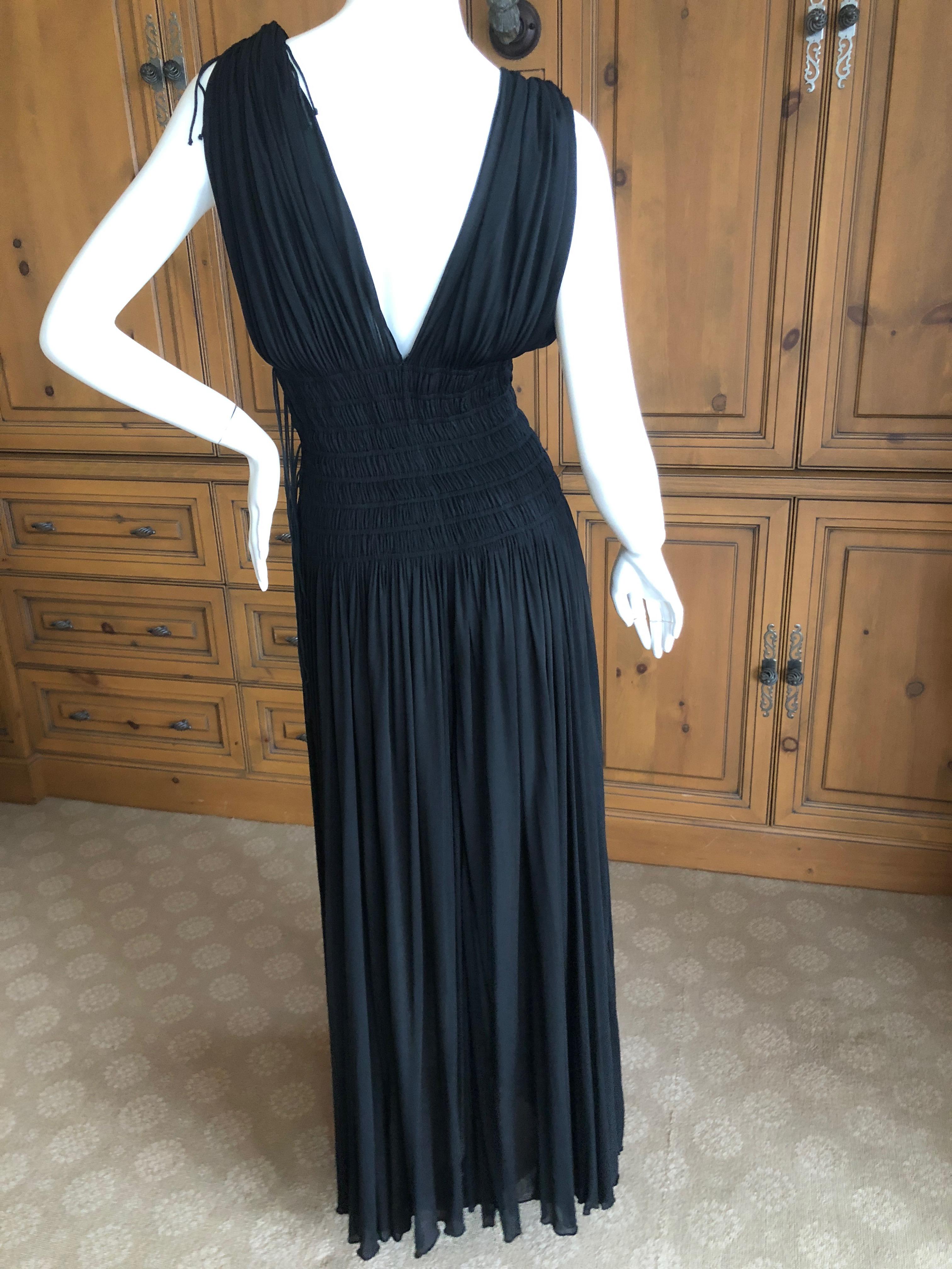 Azzedine Alaia Vintage Black Pleated Goddess Gown from Autumn 1991  For Sale 2