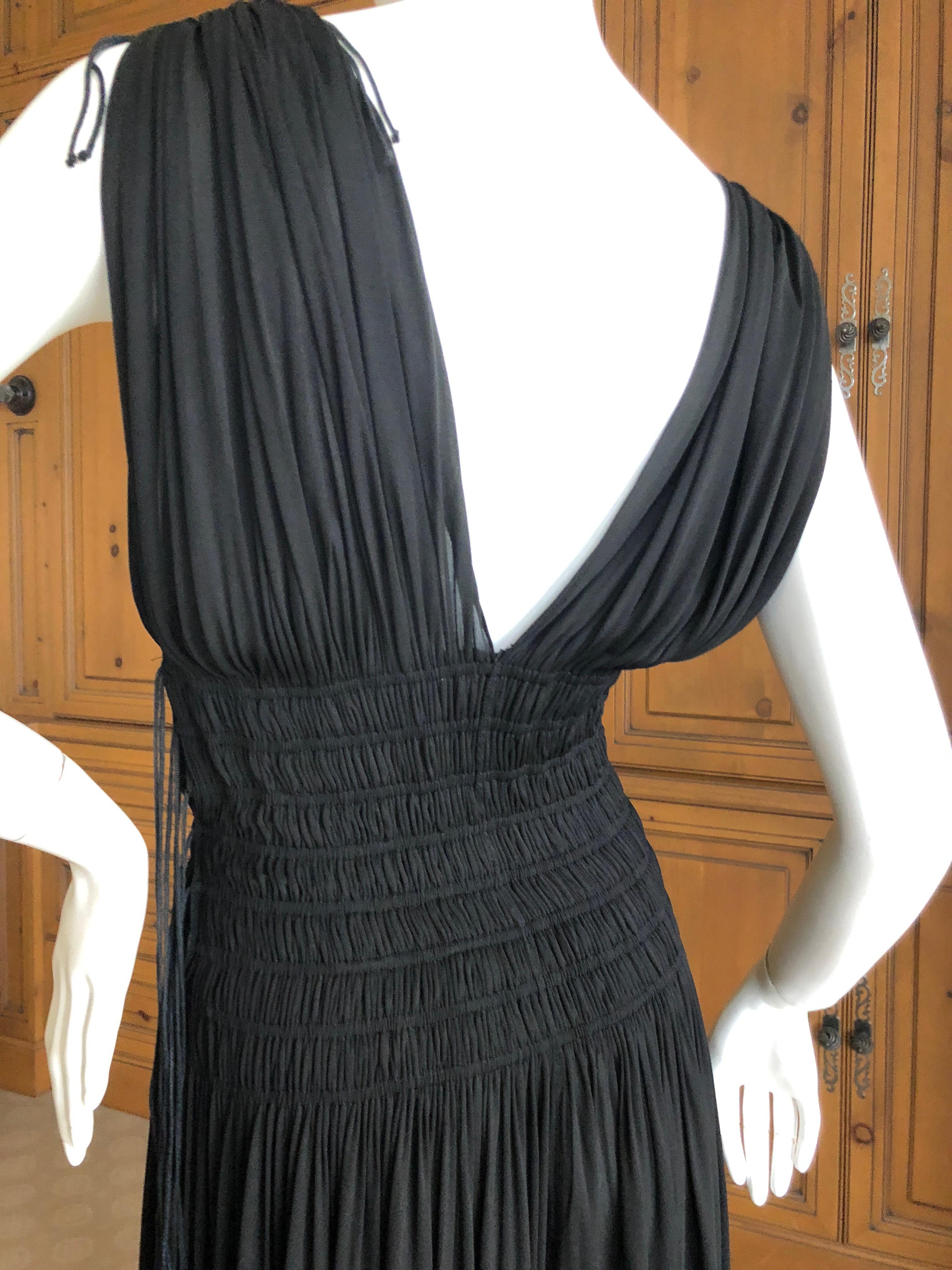 Azzedine Alaia Vintage Black Pleated Goddess Gown from Autumn 1991  For Sale 3