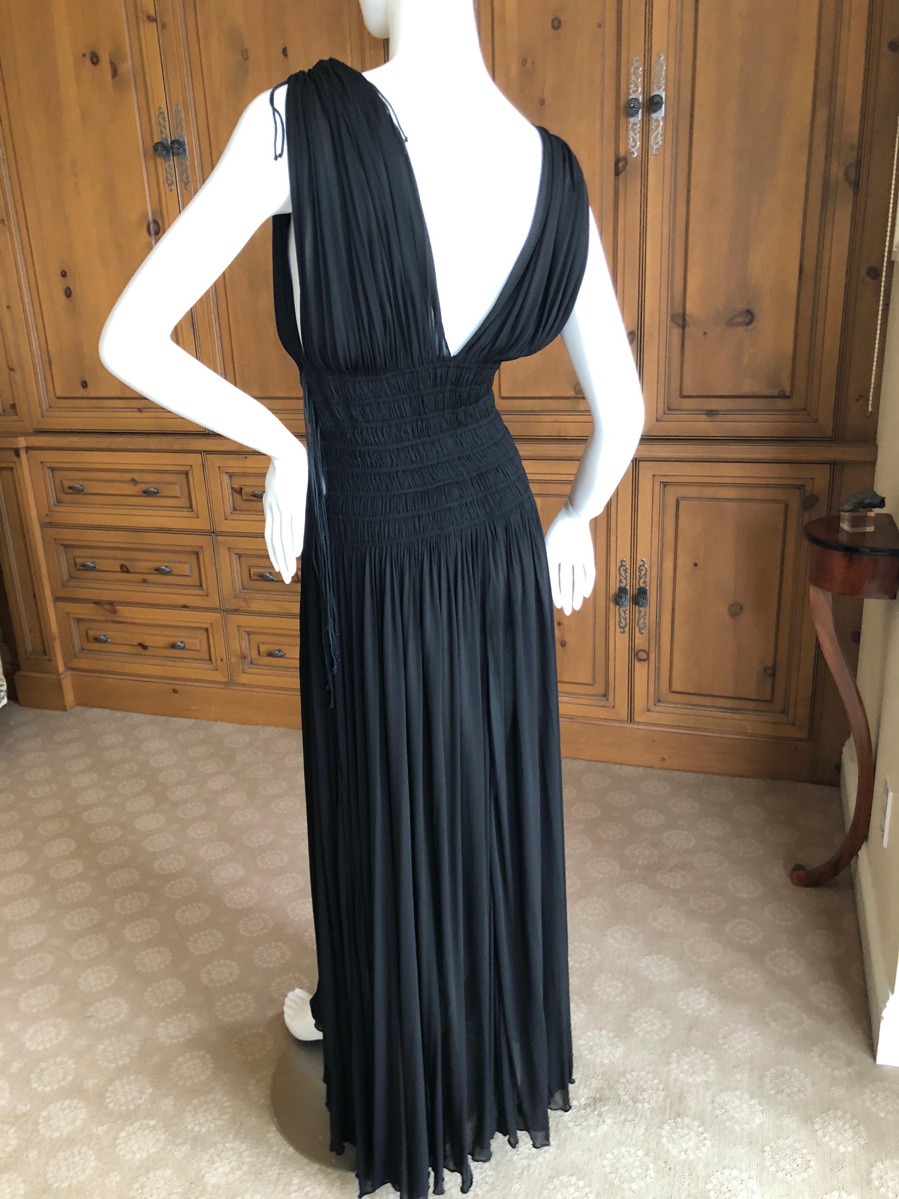 Azzedine Alaia Vintage Black Pleated Goddess Gown from Autumn 1991  For Sale 4