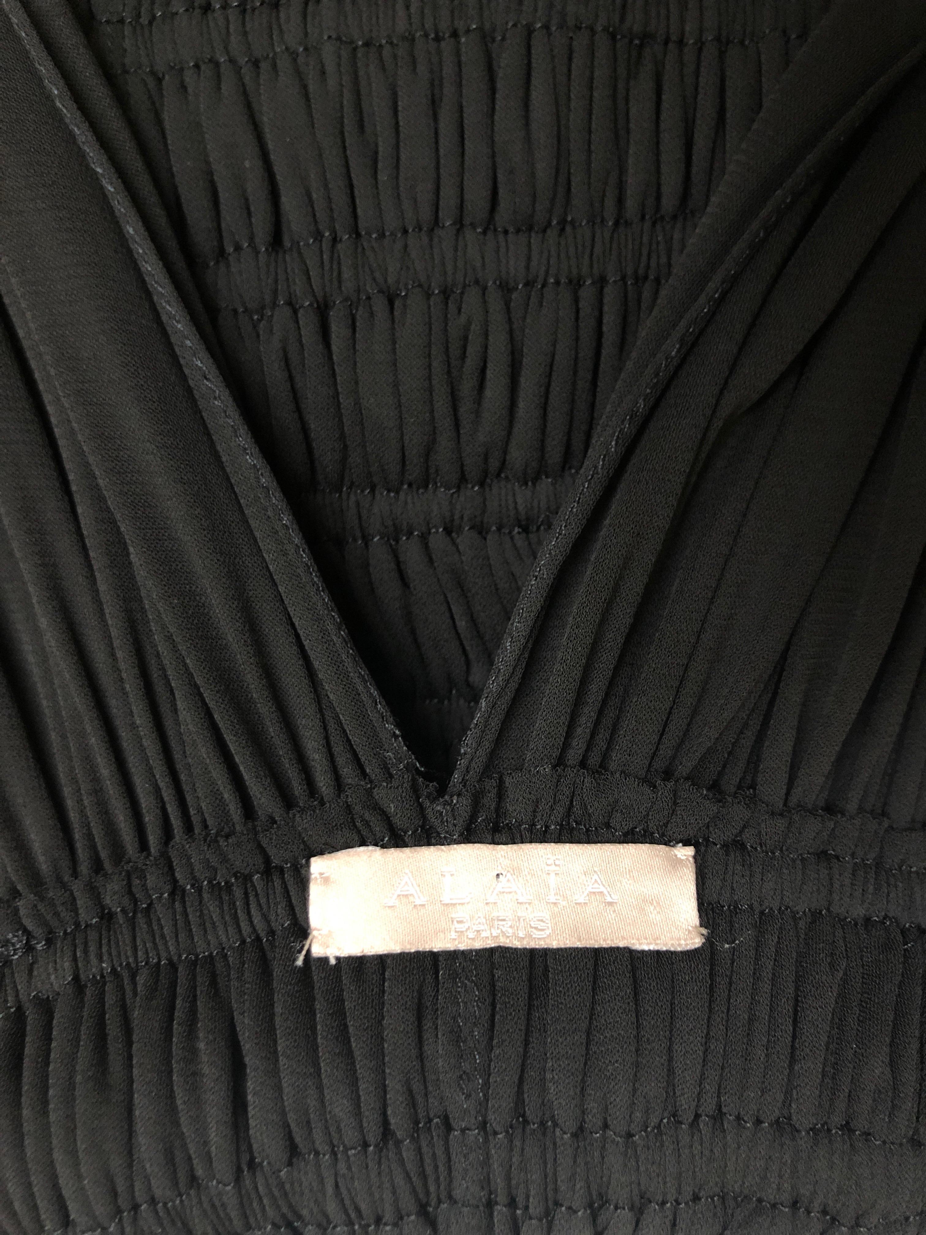 Azzedine Alaia Vintage Black Pleated Goddess Gown from Autumn 1991  For Sale 5