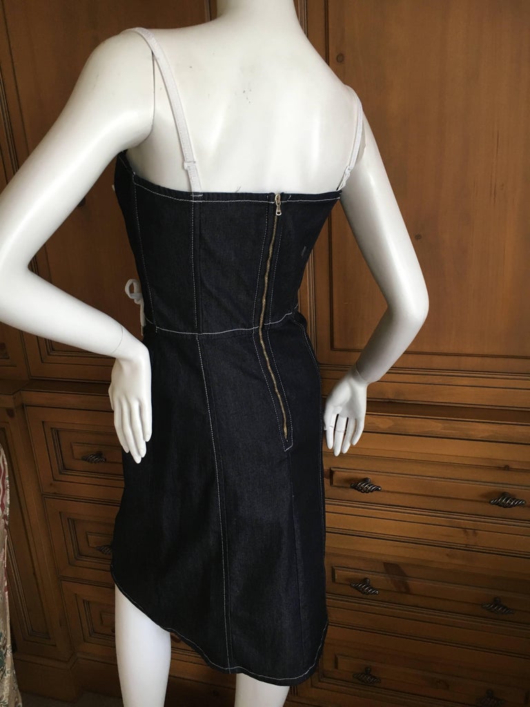 D&G Dolce & Gabbana Denim Dress with Corset Lace Up Details