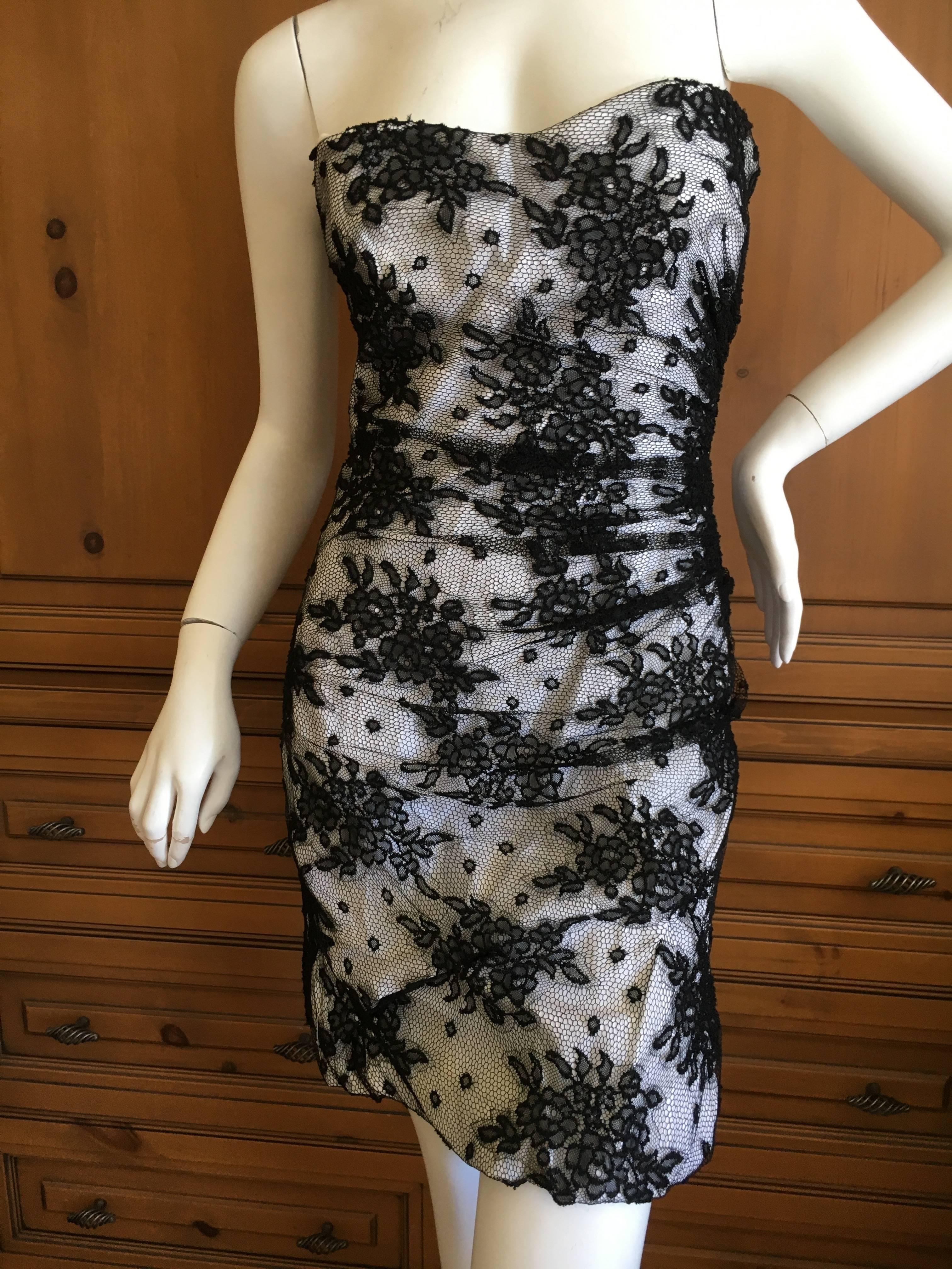 D&G Dolce & Gabbana Vintage Lace Overlay Strapless Cocktail Dress For Sale 1