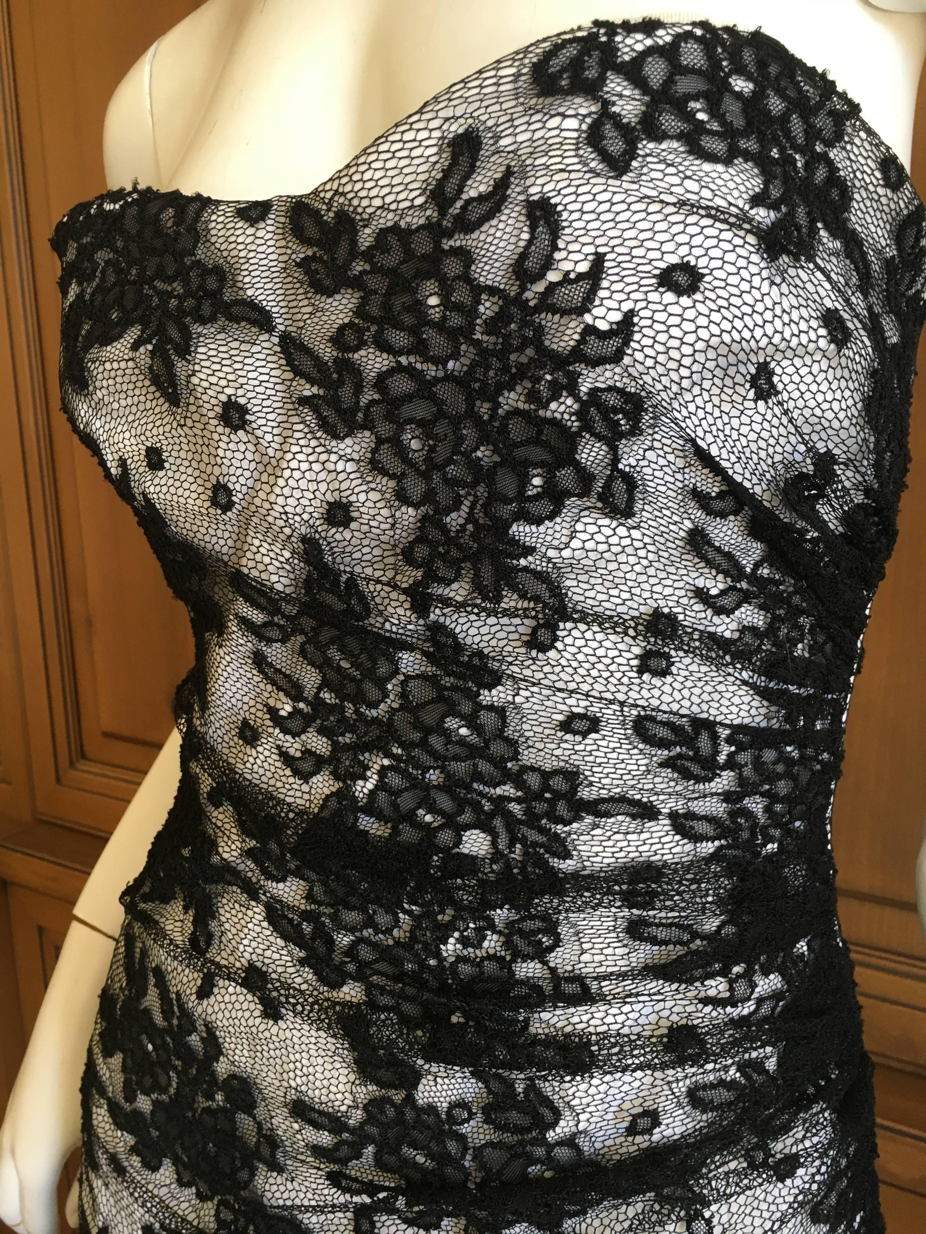 D&G Dolce & Gabbana Vintage Lace Overlay Strapless Cocktail Dress For Sale 2