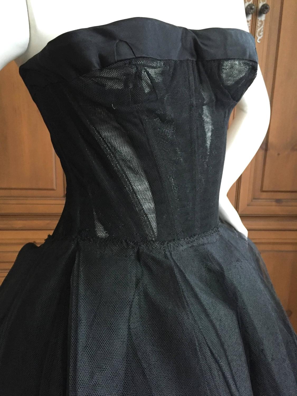 Christian DIor Attr A' 1954 Haute Couture Tulle Boned Bustier Under