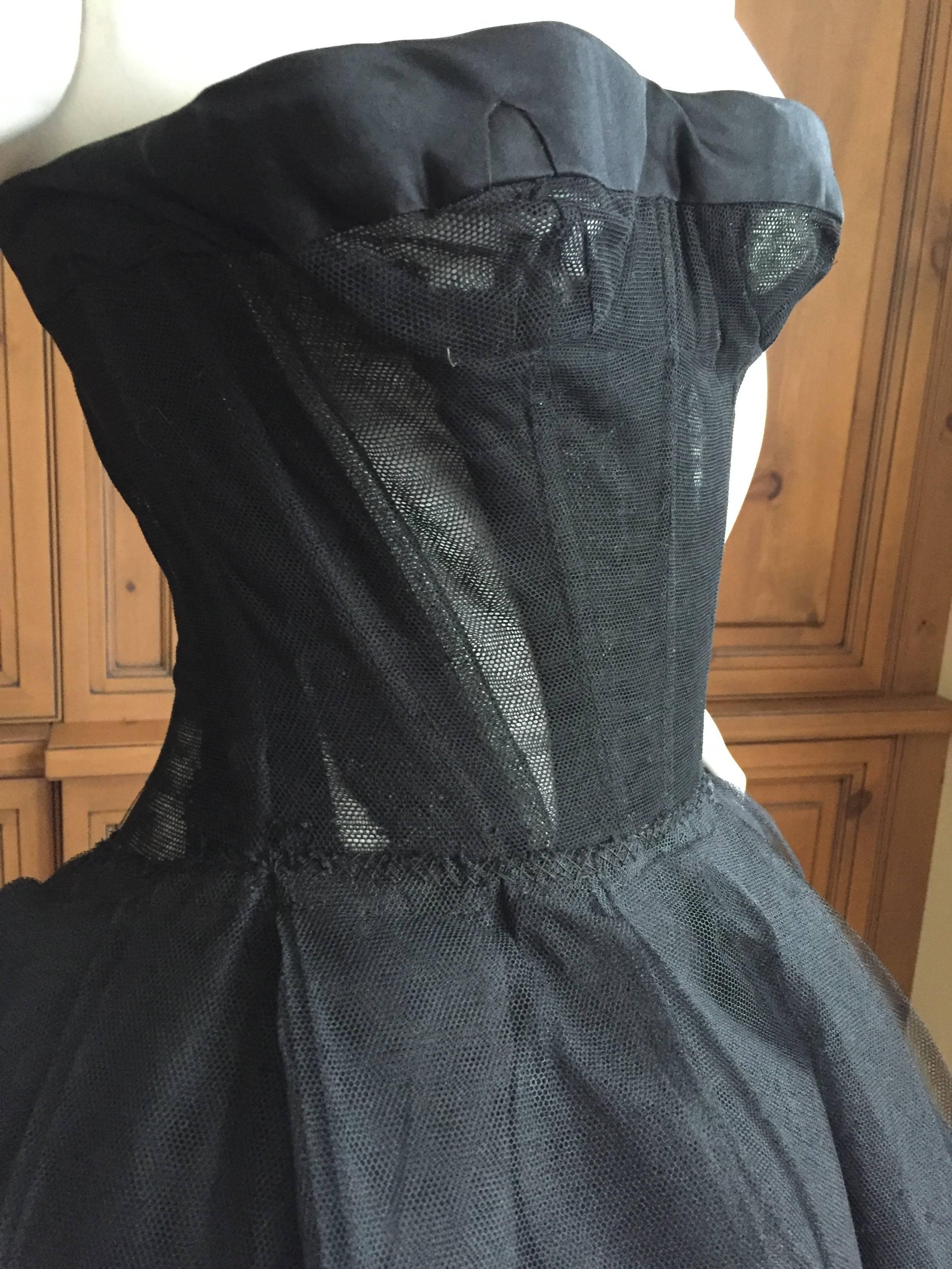 Christian DIor Attr A' 1954 Haute Couture Tulle Boned Bustier Under Dress In Excellent Condition In Cloverdale, CA