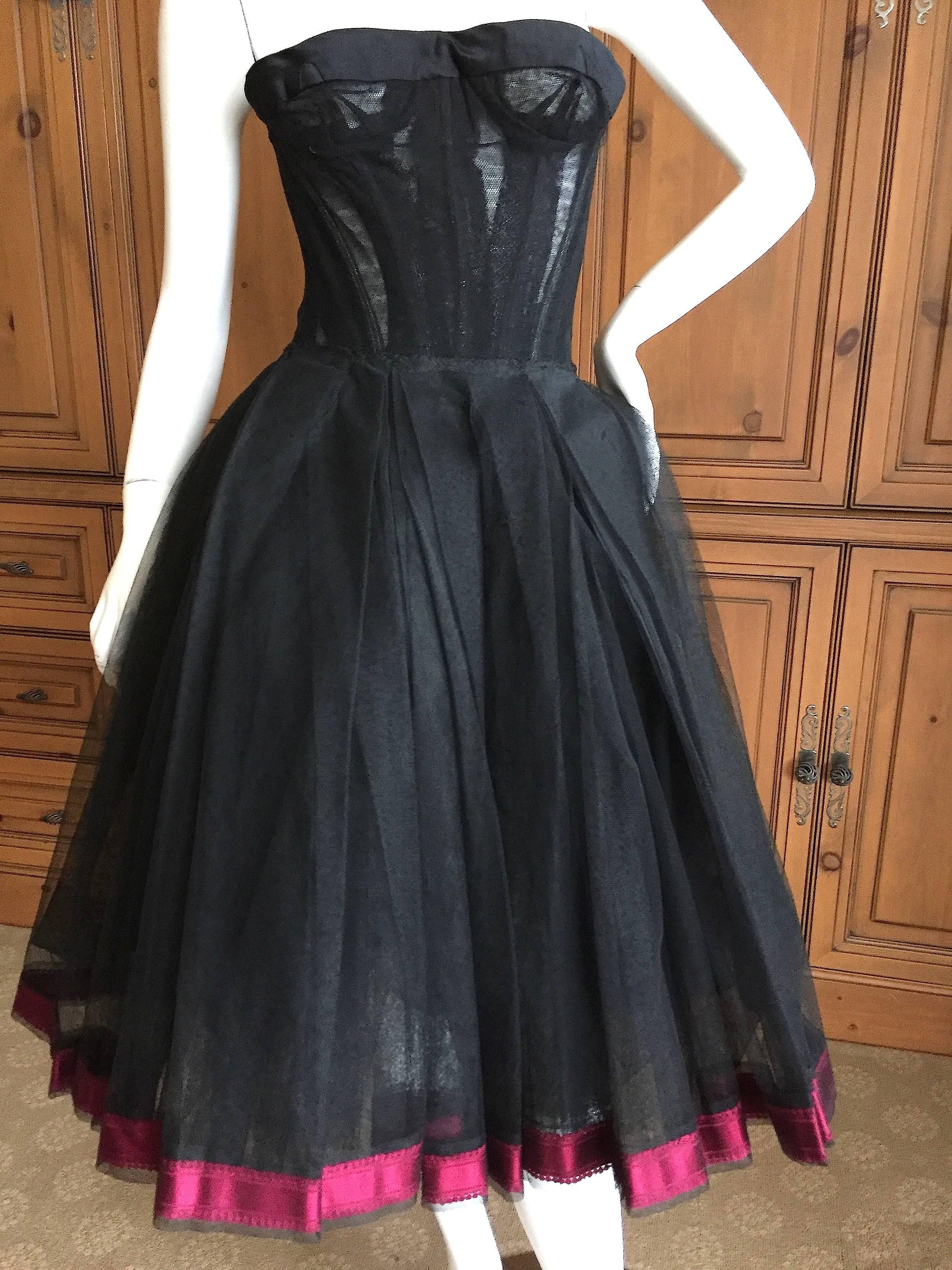 Black Christian DIor Attr A' 1954 Haute Couture Tulle Boned Bustier Under Dress
