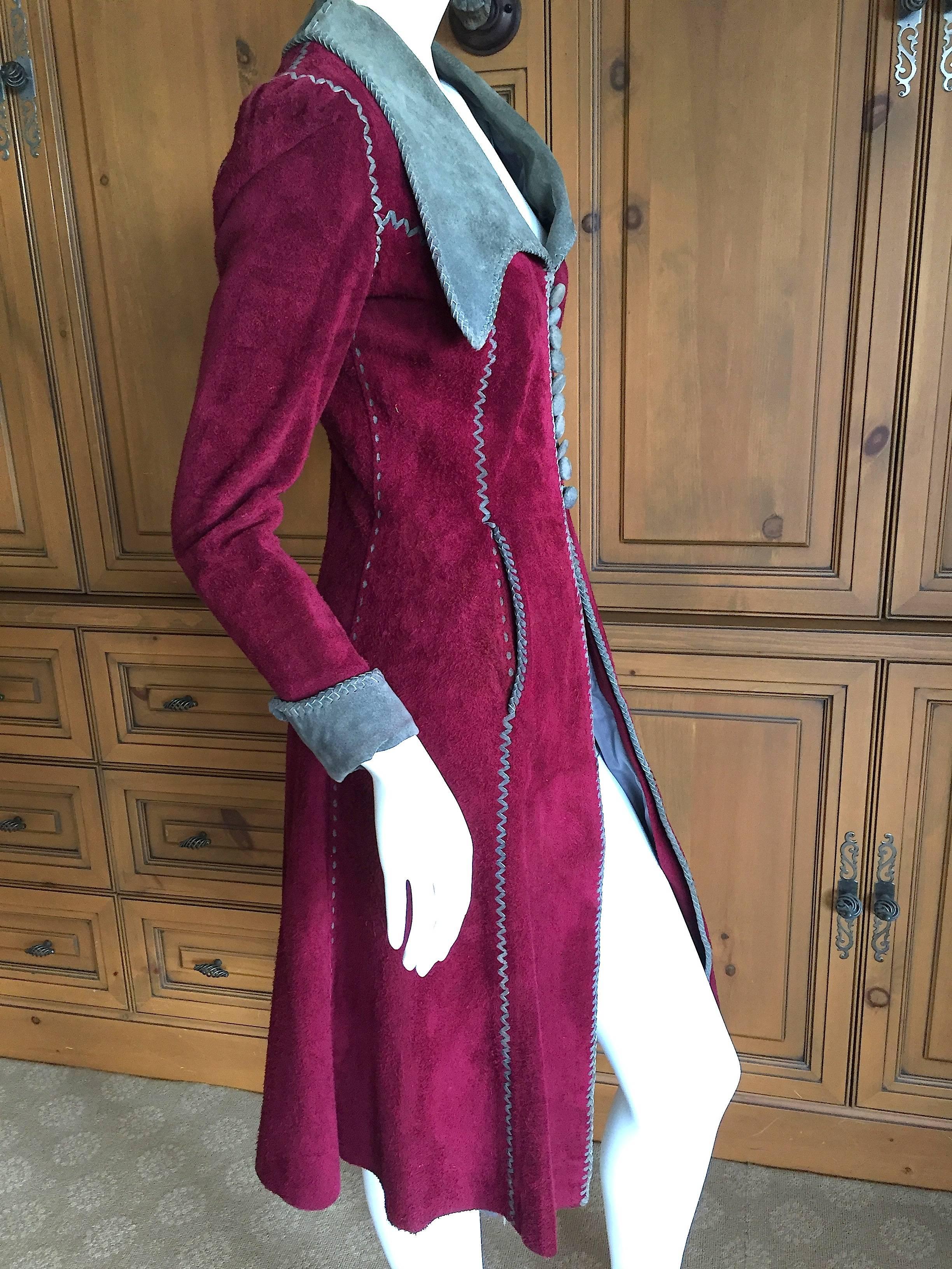 North Beach Leather 1970s Purple Suede Coat In Good Condition For Sale In Cloverdale, CA