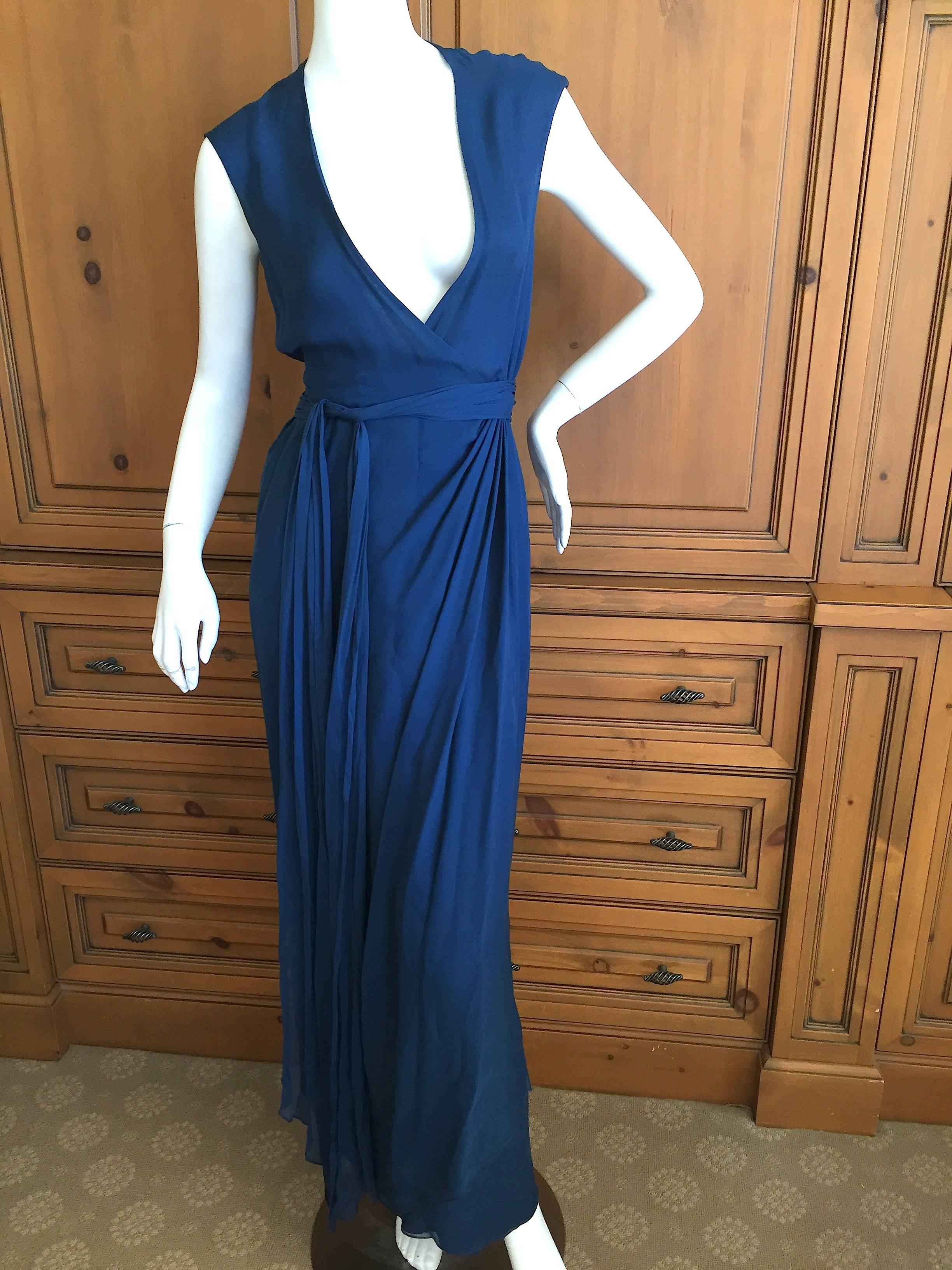 Halston Vintage Elegant 1970's Draped Silk Wrap Dress In Good Condition In Cloverdale, CA