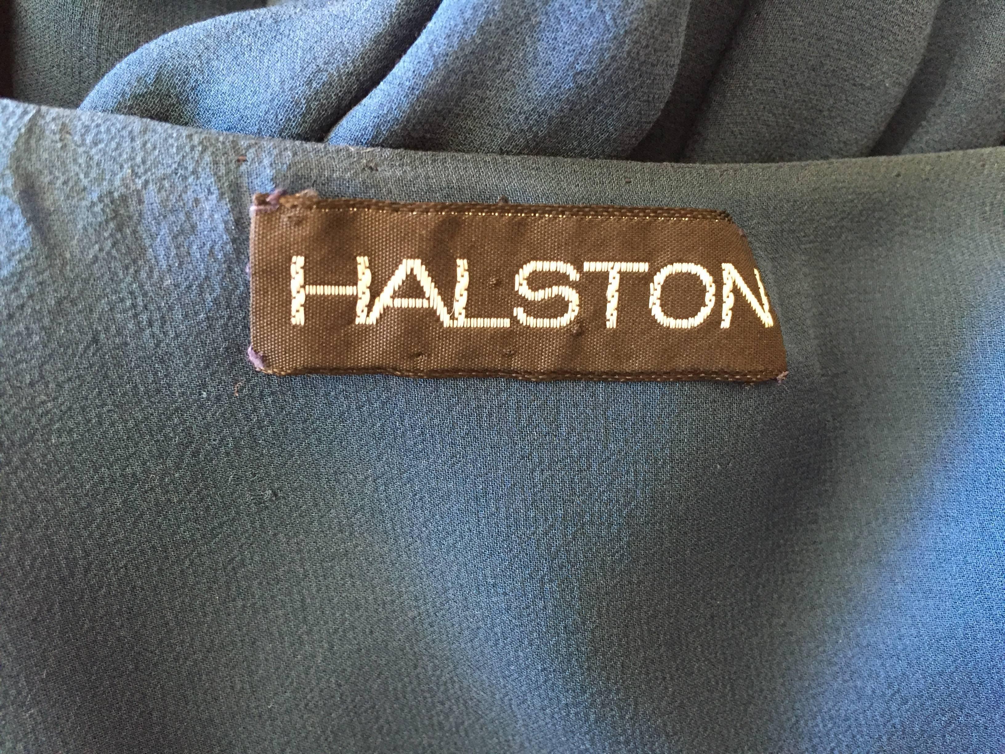 Halston Vintage Elegant 1970's Draped Silk Wrap Dress 3
