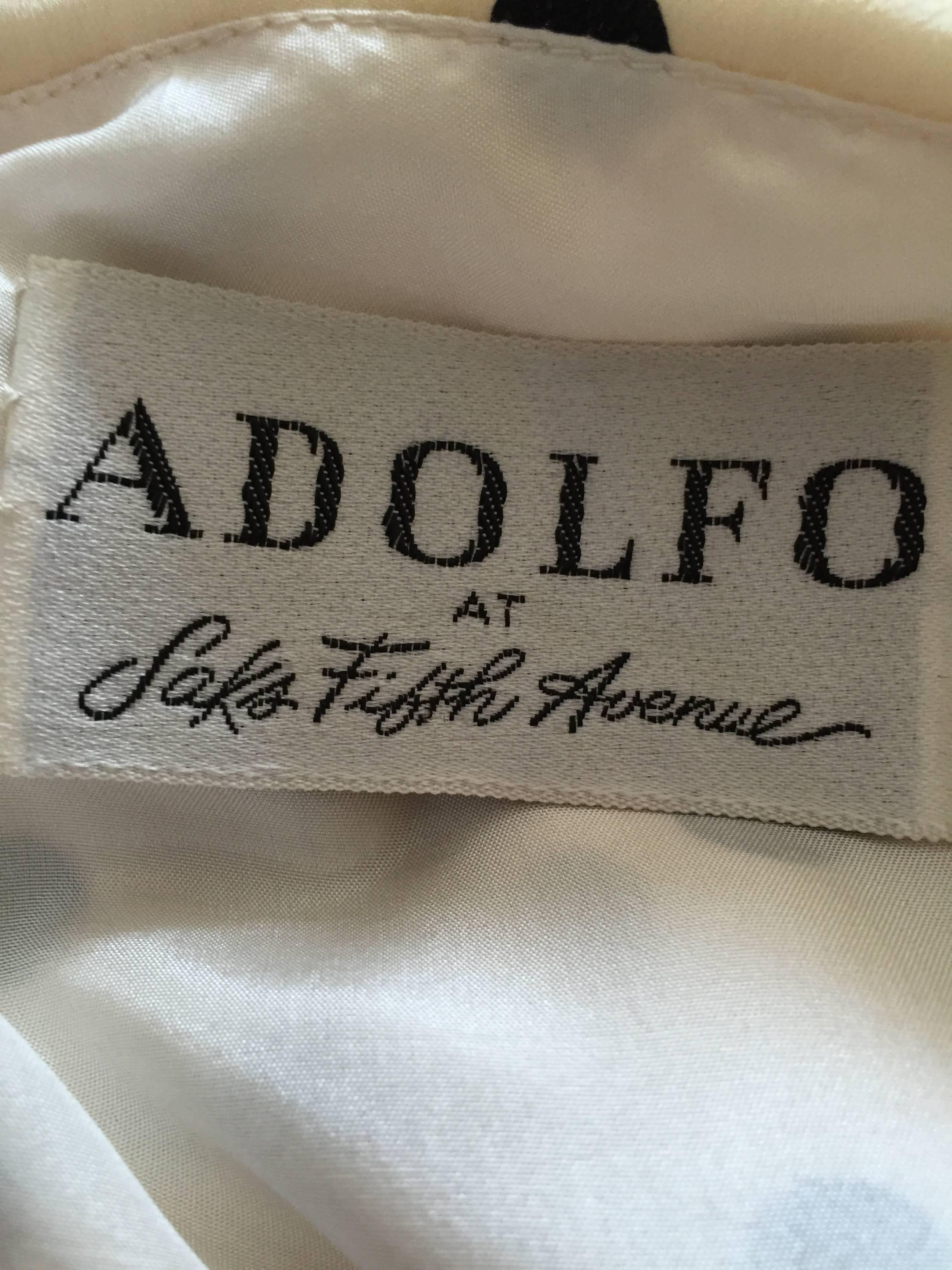 Adolfo 1970's One Shoulder Silk Polka Dot Dress 3